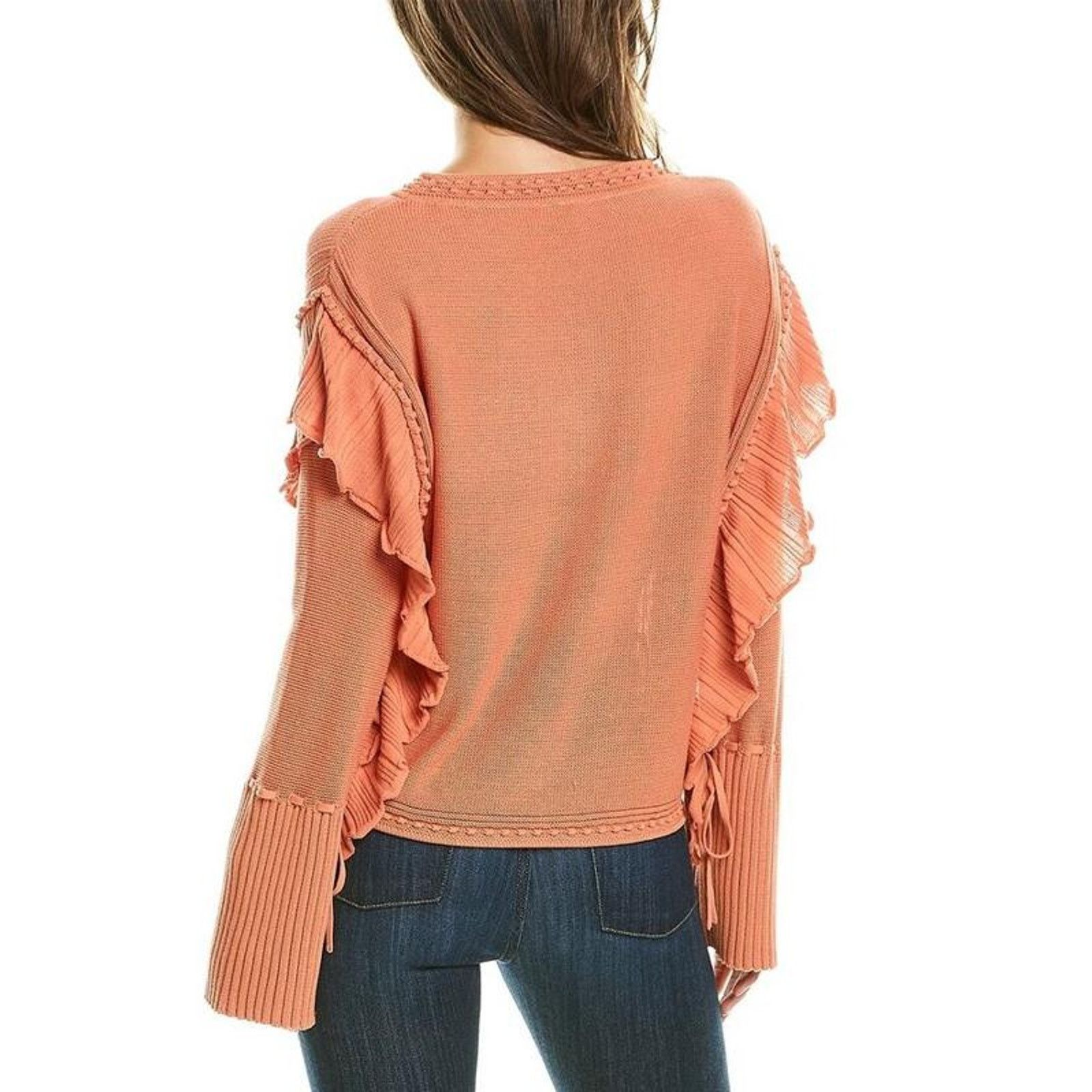 Rebecca Taylor Rebecca Taylor Pink Long Sleeve Knit Ruffled Sweater Sz S Size S / US 4 / IT 40 - 2 Thumbnail