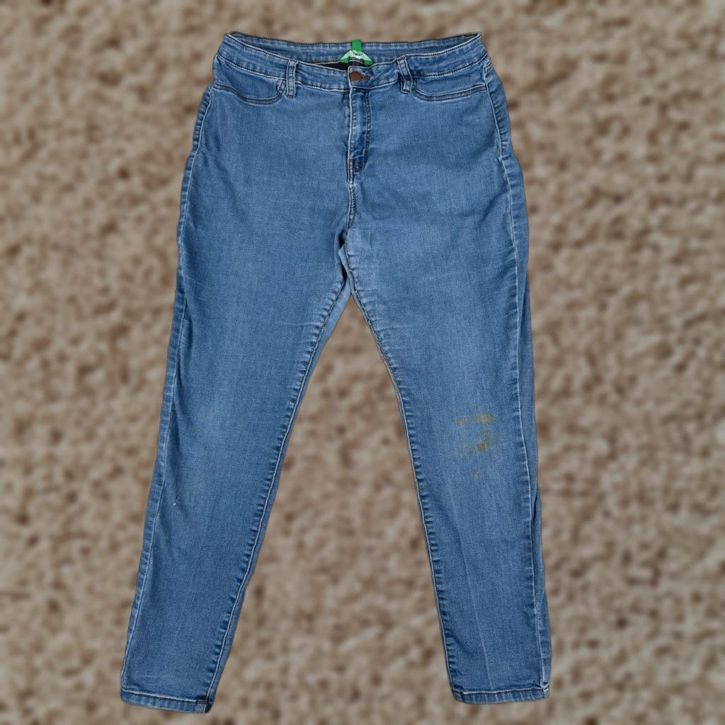 Denime dip Jeans Women 16 Blue Denim Skinny Mid Rise Distressed Stretch 34x27 Size 38" / US 16 / IT 52 - 1 Thumbnail