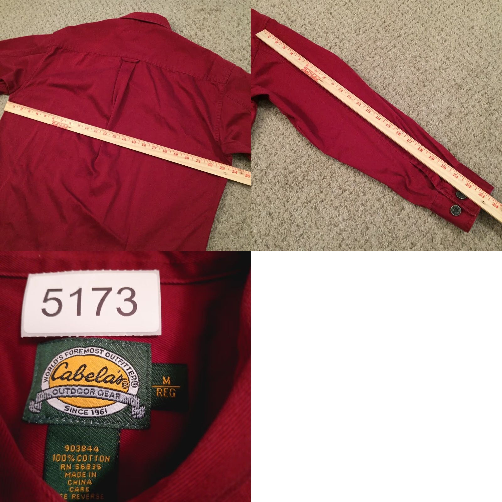 Vintage Cabela's Shirt Mens M Red Heavyweight Long Sleeve Button-Up Pockets Carded Outdoor Button-Front Collar-Point Built-In Pockets Size US M / EU 48-50 / 2 - 8 Thumbnail