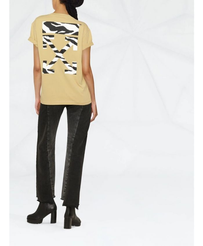 Off-White o1mle0425 Zebra Arrow Cropped T-Shirt in Camel Size XS / US 0-2 / IT 36-38 - 2 Thumbnail