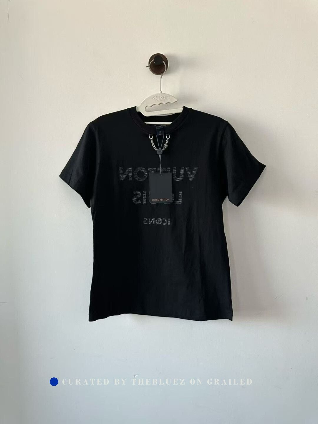Louis Vuitton LOUIS VUITTON LOGO BLACK CREWNECK T-SHIRT FOR JAPAN