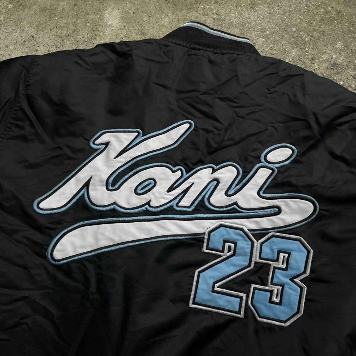 Karl Kani × Vintage Vintage Karl Kani 23 Brooklyn bomber jacket satin big logo Size US M / EU 48-50 / 2 - 7 Thumbnail