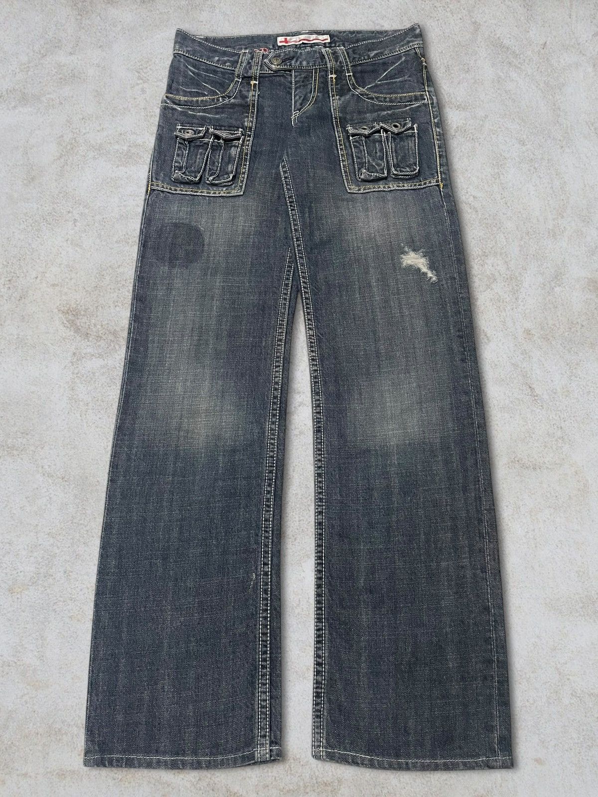If Six Was Nine Vintage Genoese Tactical Embroidery Cross Logo Ripped Jeans Size 30" / US 8 / IT 44 - 1 Thumbnail