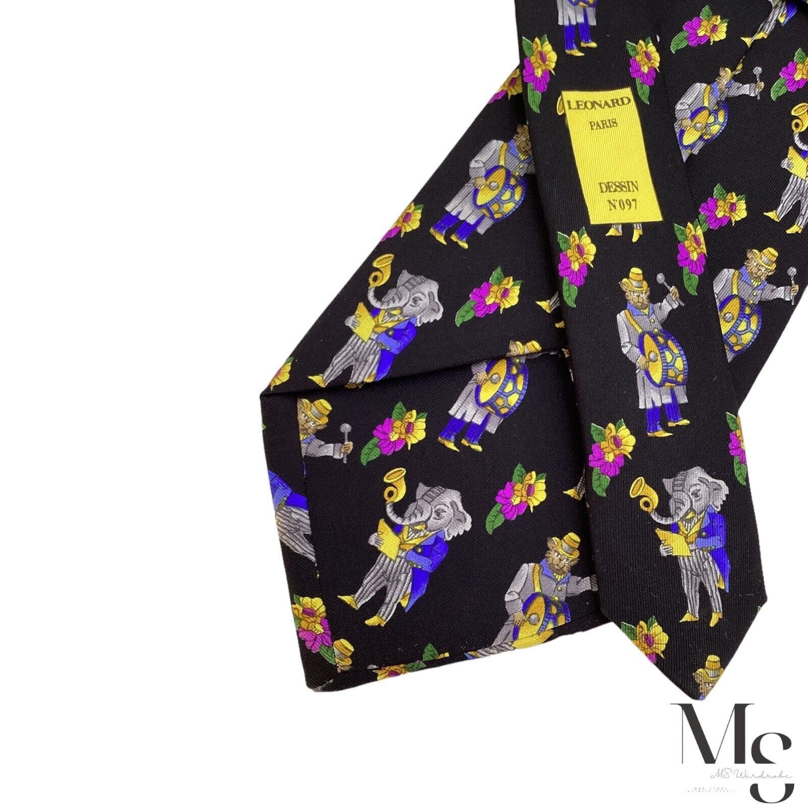 LEONARD PARIS Dessin N 097 Black Floral & Animal Orchestra