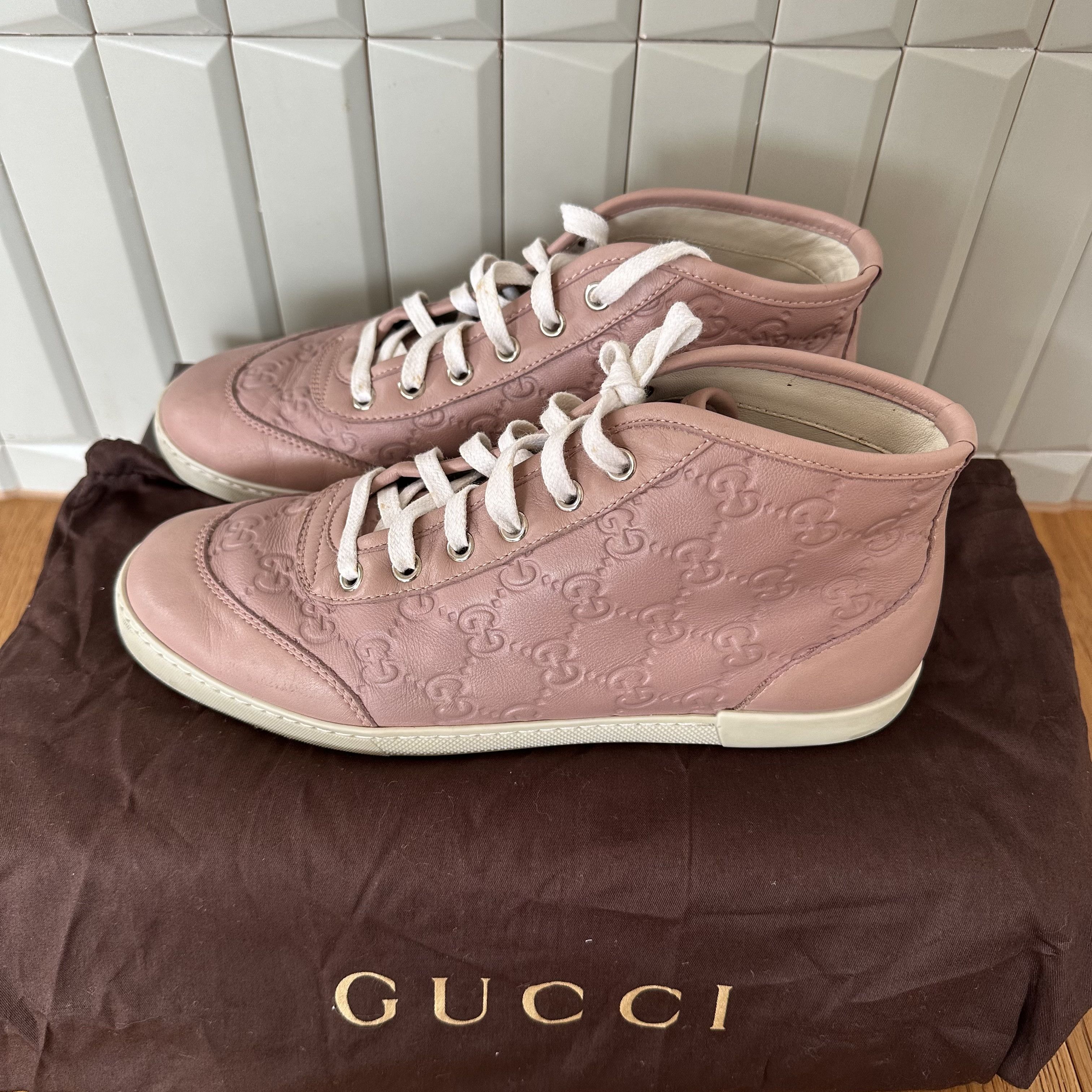 Gucci GUCCI Guccissima GG leather high top Sneakers Size US 6.5 / IT 36.5 - 2 Thumbnail