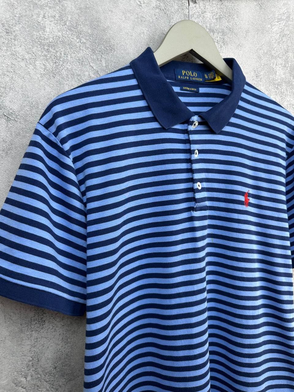 Polo Ralph Lauren Polo Ralph Lauren Striped Polo Shirt Navy Custom Slim Fit Size US XL / EU 56 / 4 - 3 Thumbnail