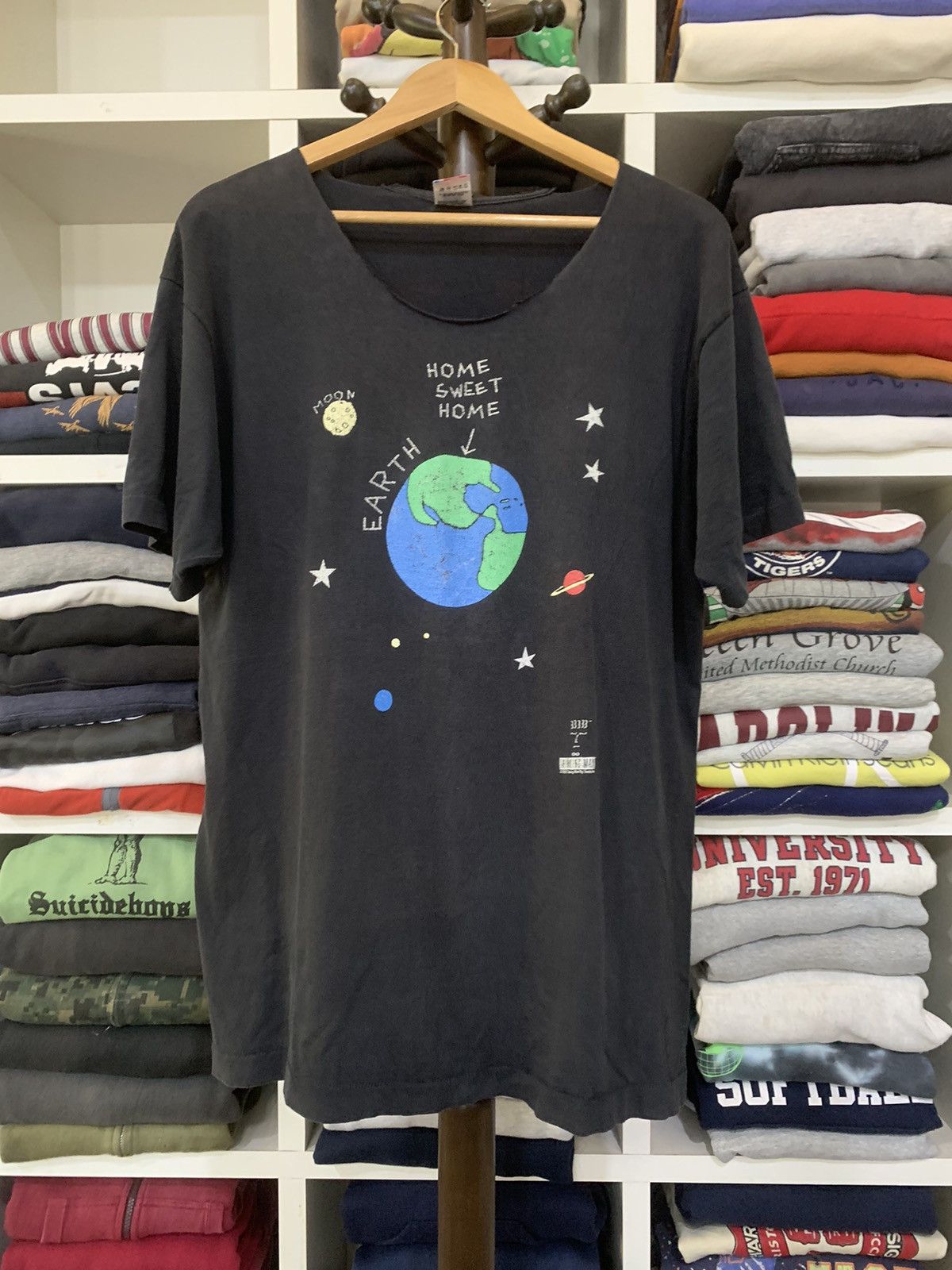 image of Made In USA Vintage Home Sweet Home Tee in Faded Blue, Men's (Size XL)