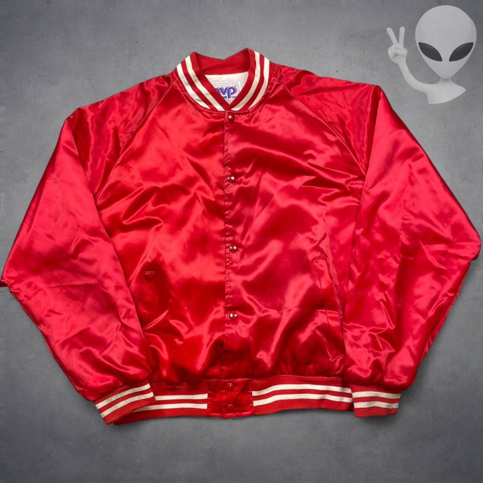 Mvp MVP Varsity Bomber Jacket Extra Large Red Silk Satin 80s USA Size US XL / EU 56 / 4 - 2 Thumbnail