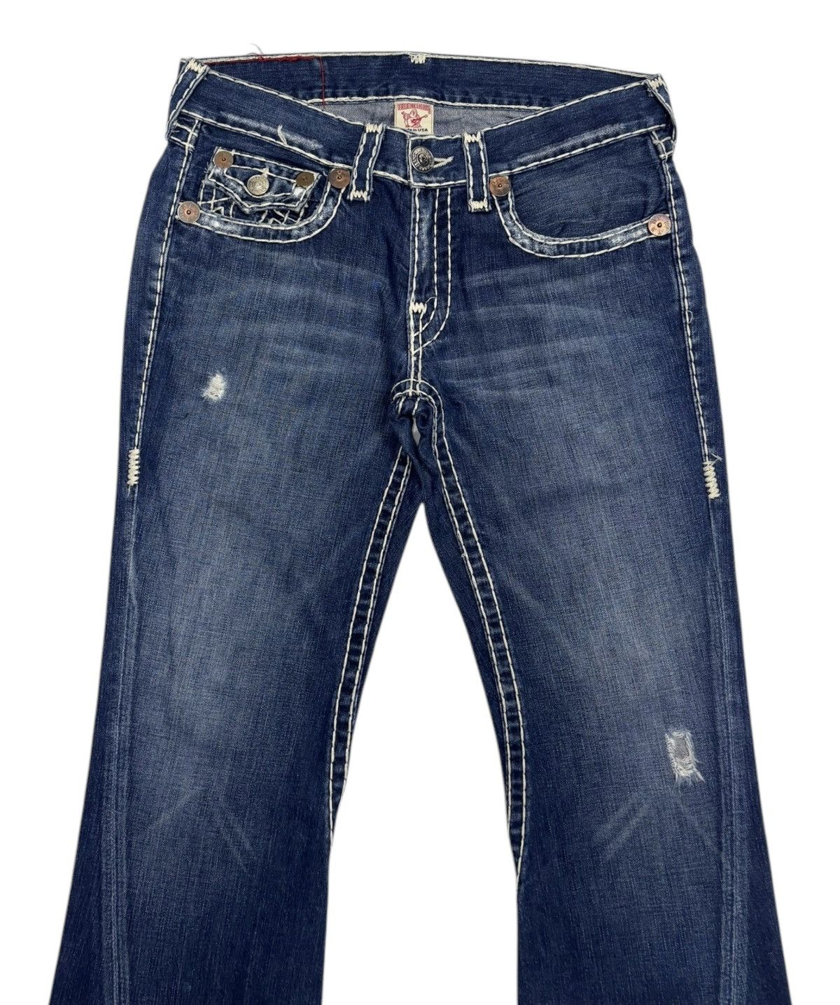 True Religion FLARE JEANS TRUE RELIGION JOEY SUPER T DISTRESSED DENIM JEAN Size US 34 / EU 50 - 7 Thumbnail
