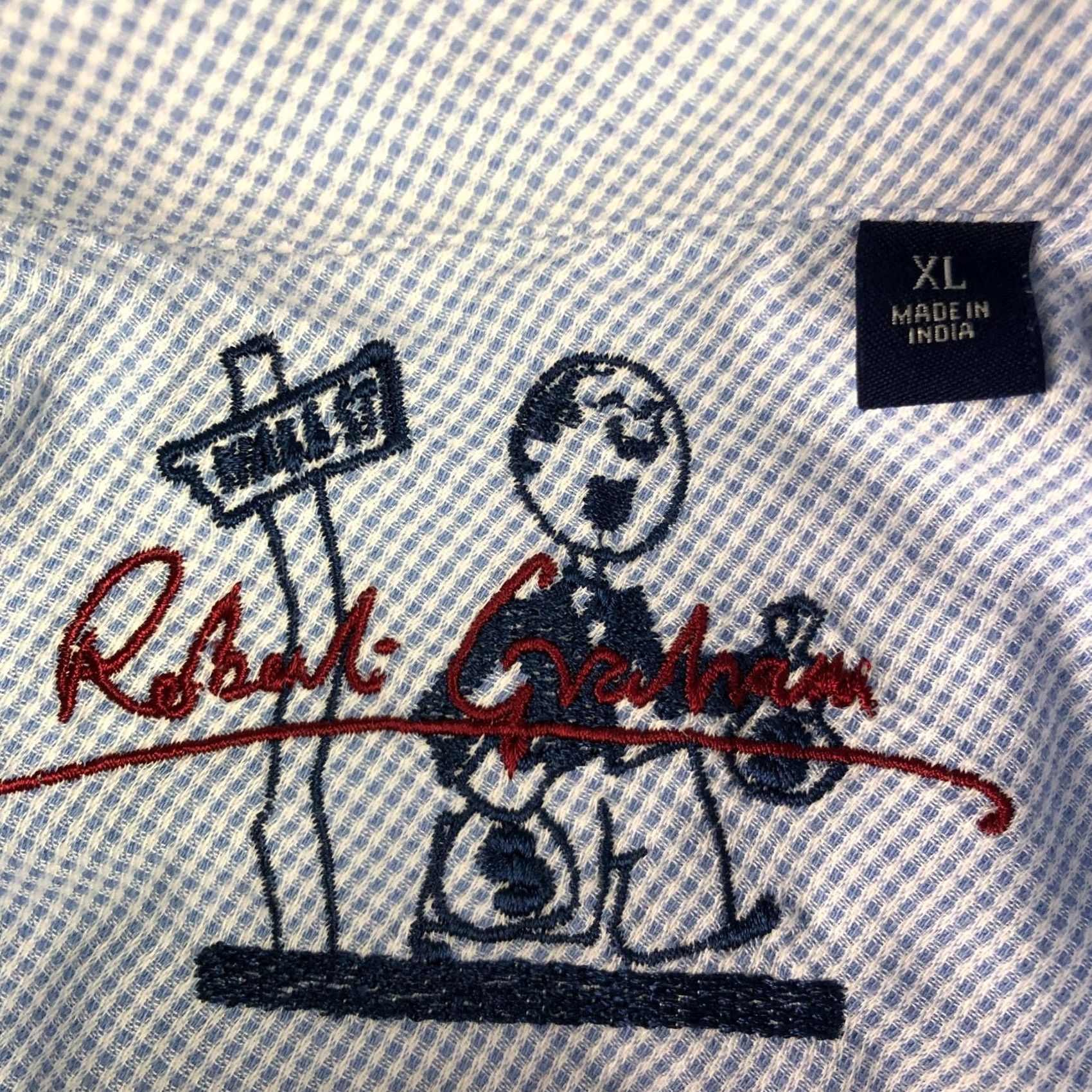 Robert Graham Robert Graham Men's Dress Shirt Blue XL Flip Cuff Money Bags Long Sleeve Size 46R - 3 Thumbnail