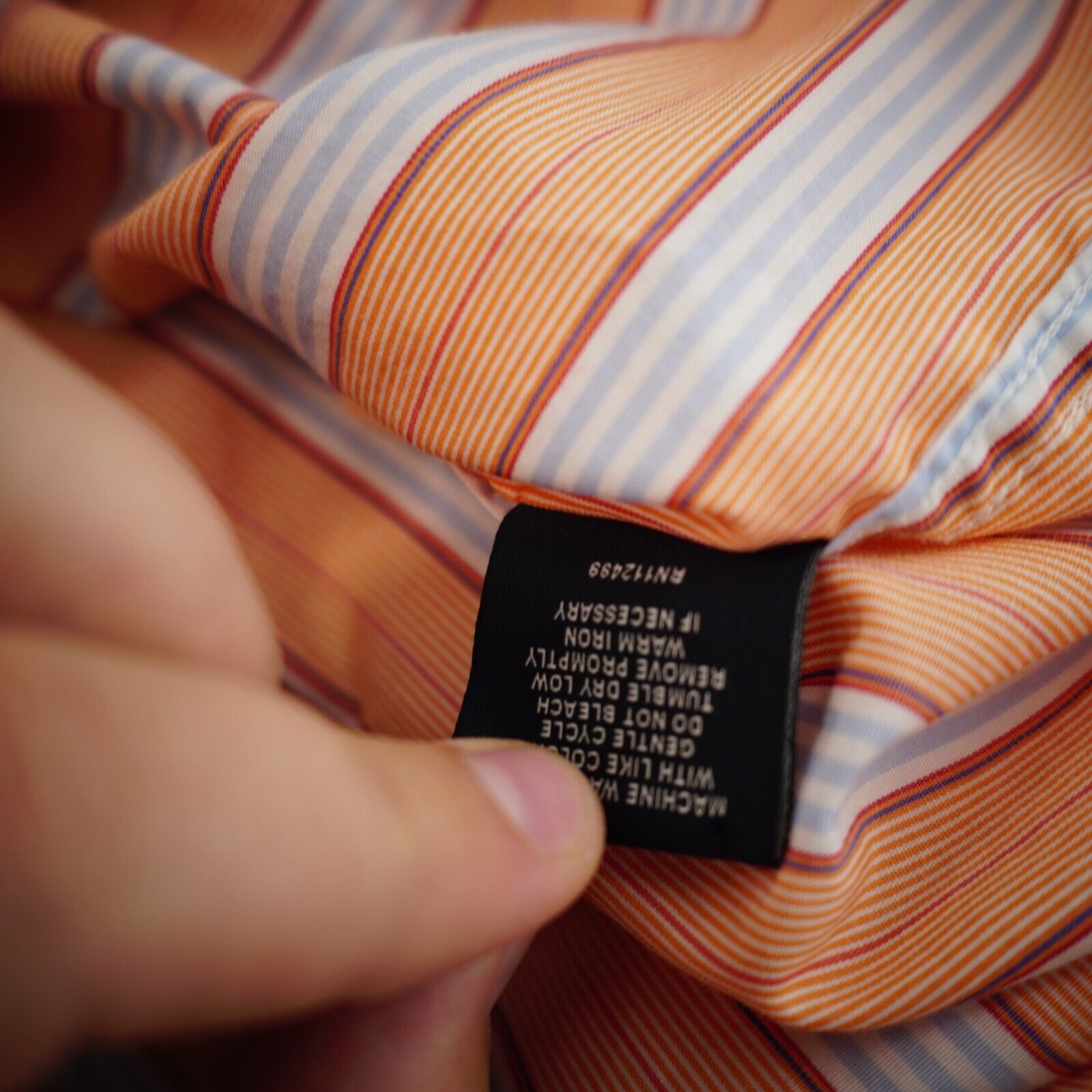 Tailorbyrd Tailorbyrd Orange Blue Striped Flip Cuff Pocket Large Collar Size US L / EU 52-54 / 3 - 13 Thumbnail