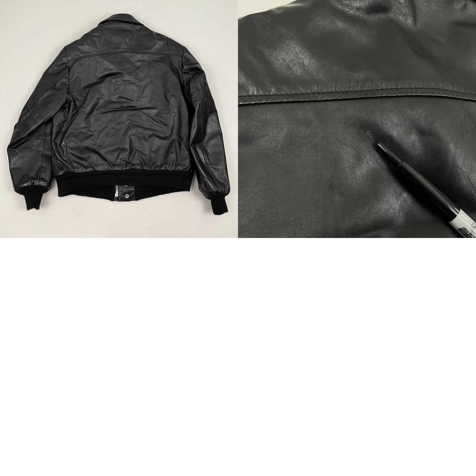 Skin Vintage 80s Angel Skin Nappa Leather Grais Jacket Size 42 Black Shearling Bomber USA Size US XS / EU 42 / 0 - 8 Thumbnail