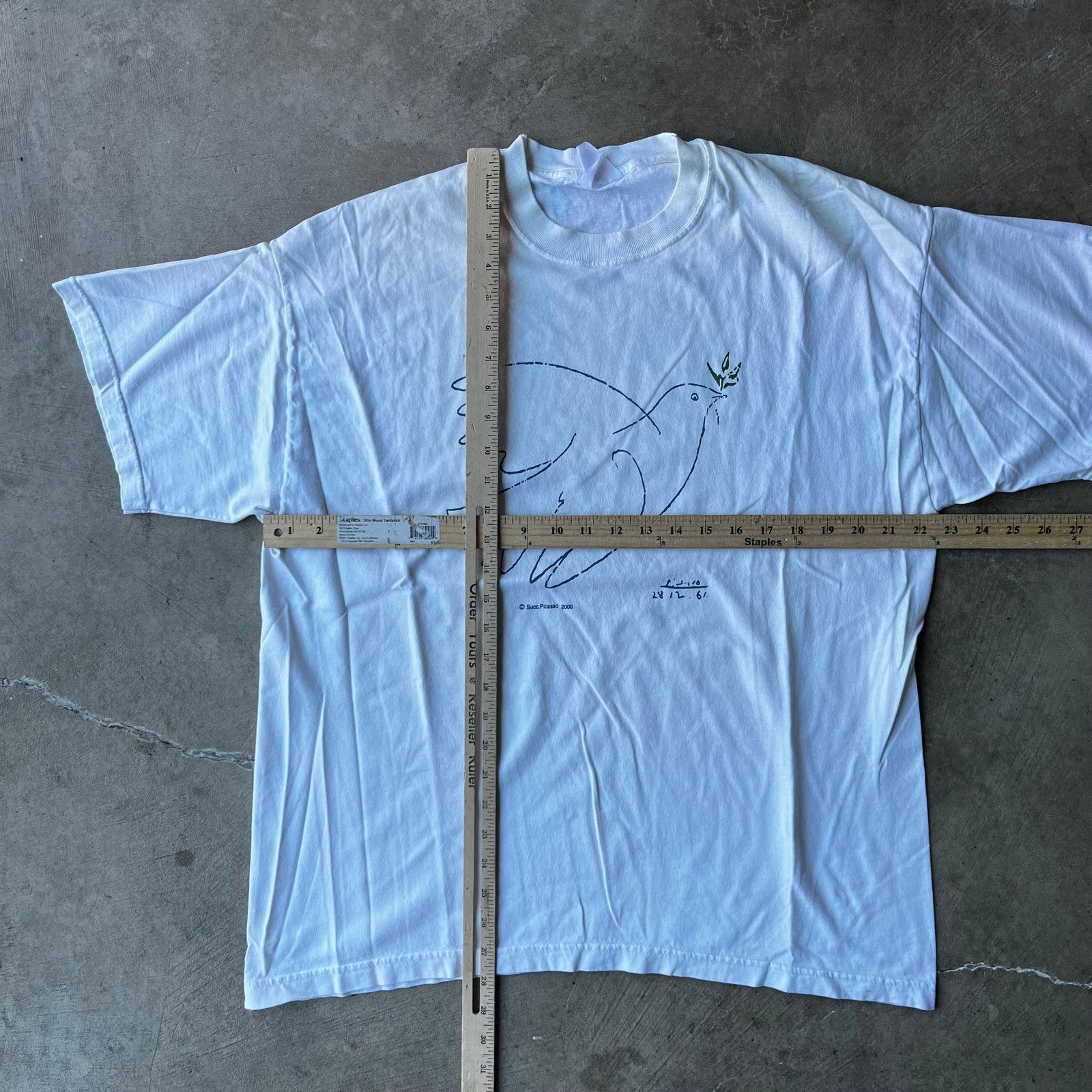 Vintage VTG PABLO PICASSO DOVE OF PEACE BIRD ART TEE WHITE SHIRT XL Size US XL / EU 56 / 4 - 3 Thumbnail