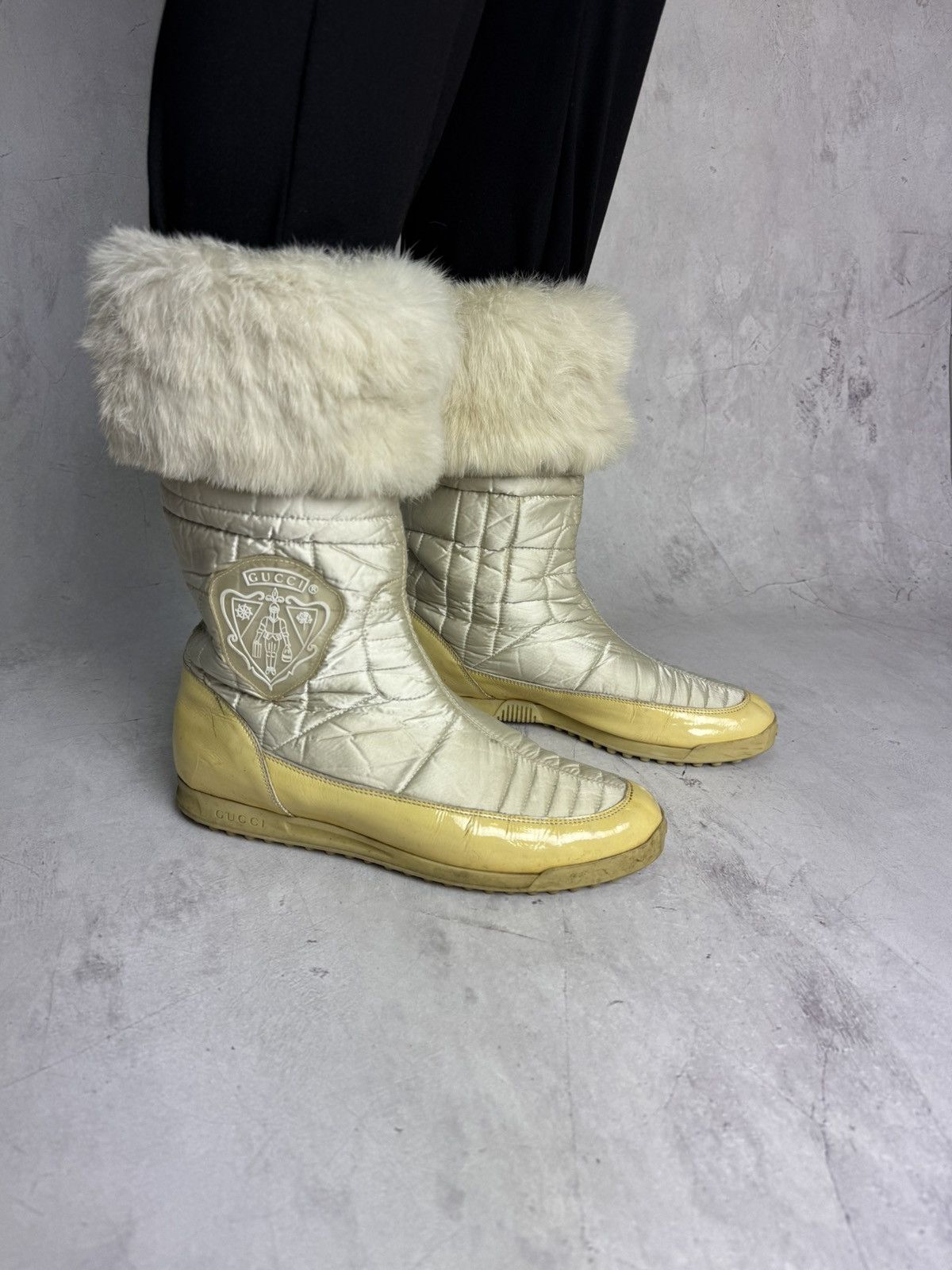 Gucci Gucci Fur Trim Quilted Winter Boots Wide Relaxed Fit Size US 10.5 / IT 40.5 - 1 Thumbnail