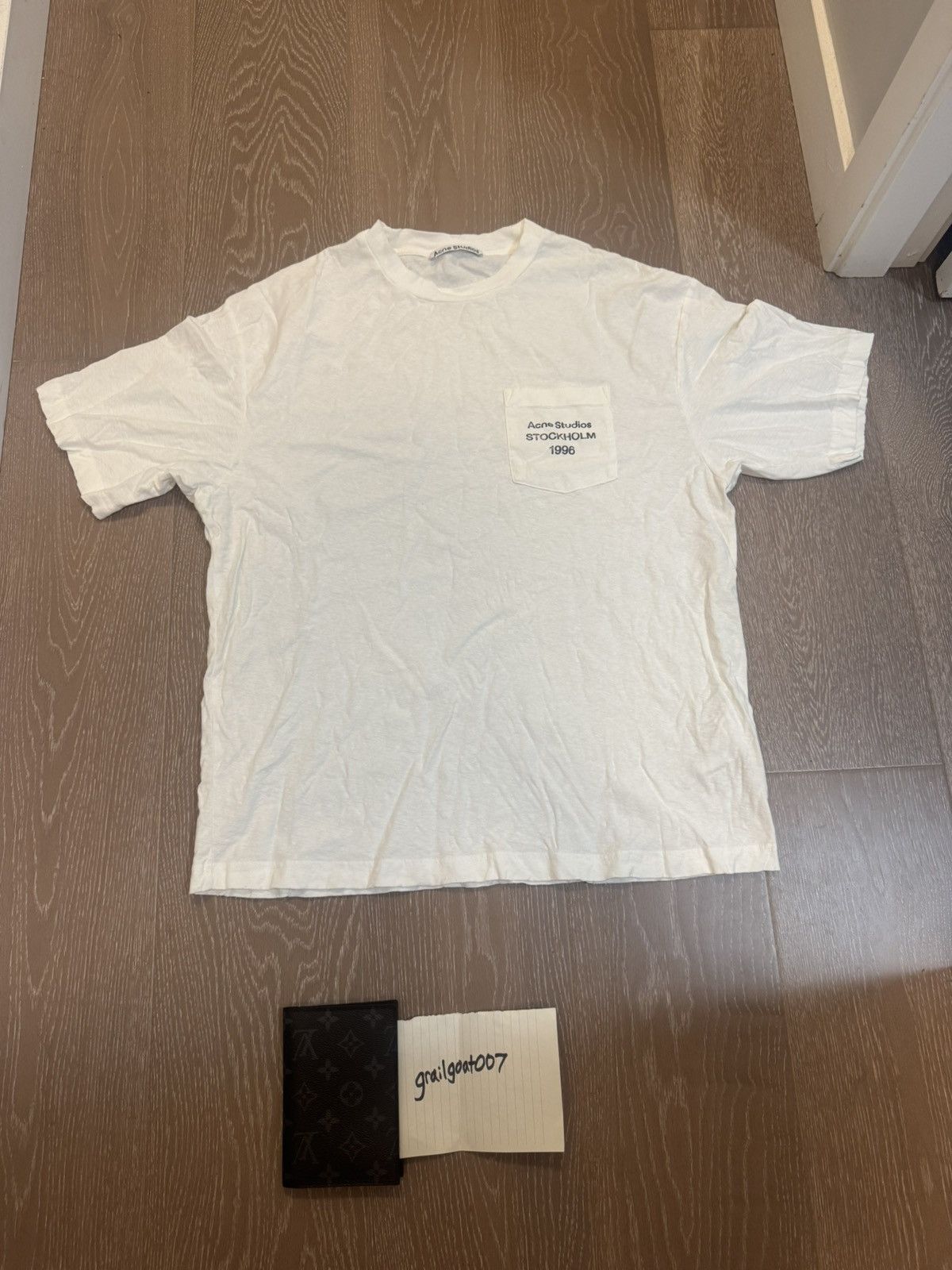 Acne Studios Logo pocket faded T-shirt white