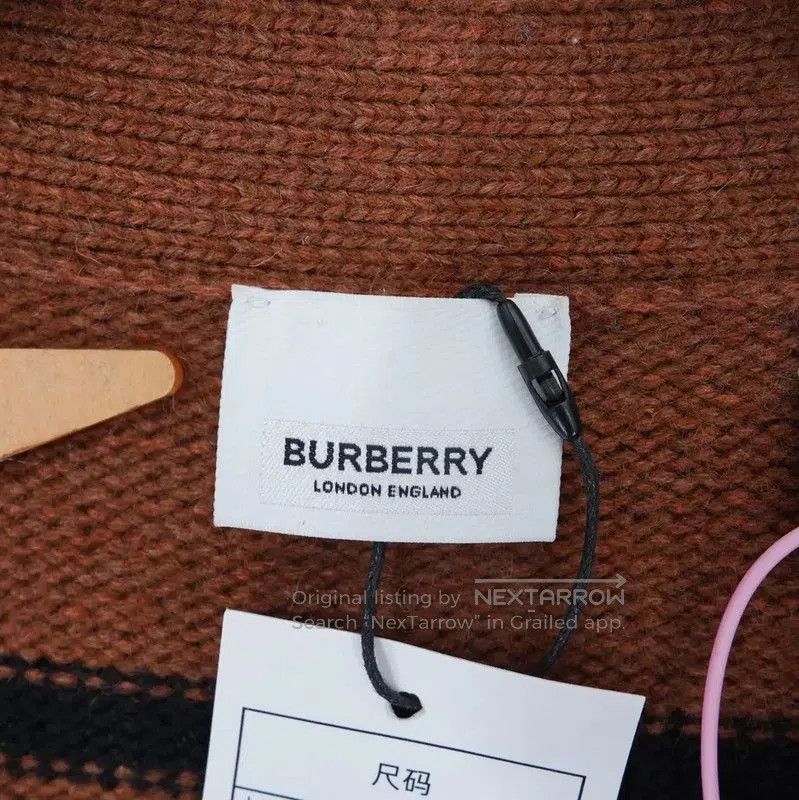 Burberry Burberry Brown Cotton Knit Logo Cardigan. Size XS / US 0-2 / IT 36-38 - 3 Thumbnail