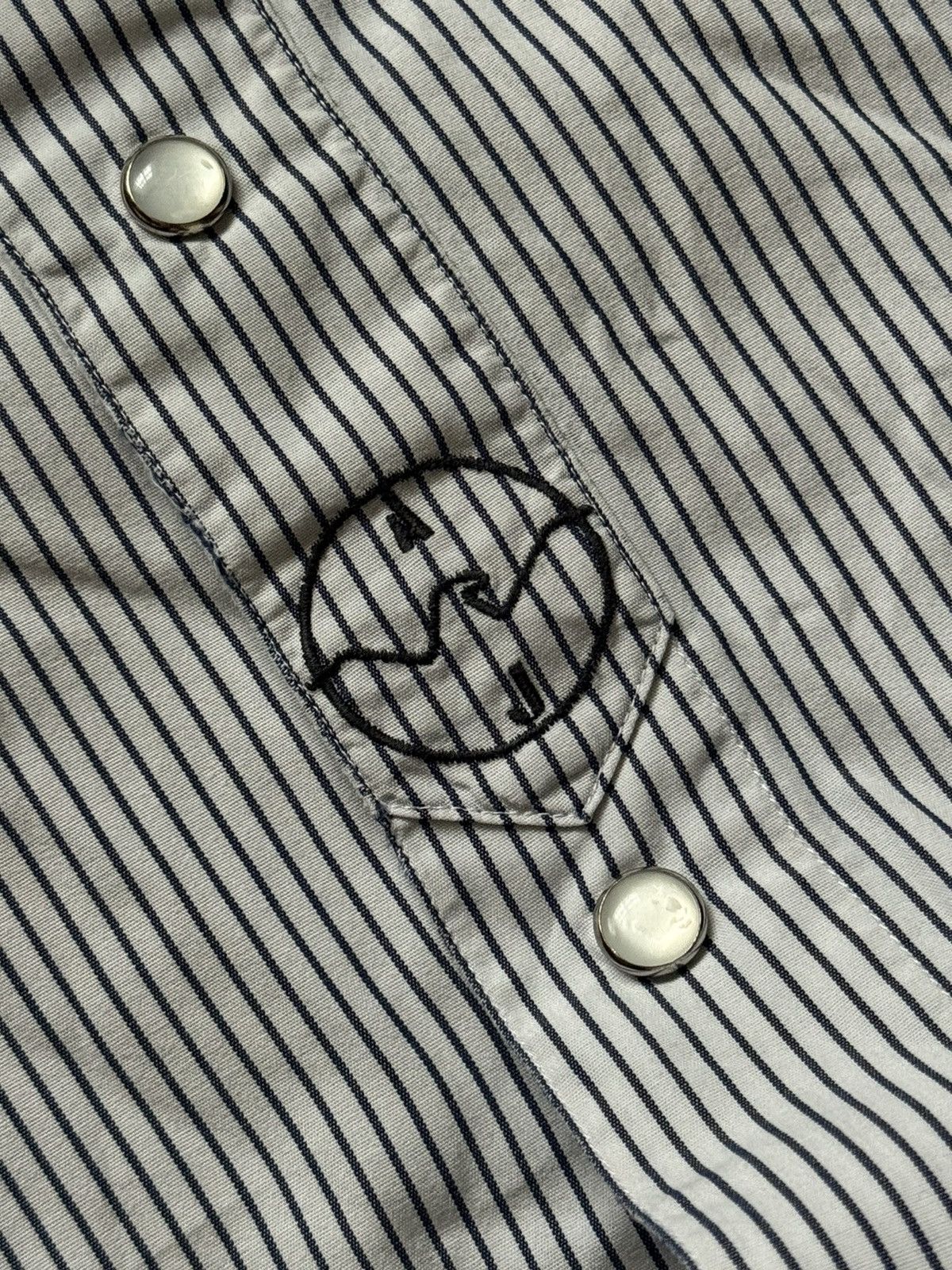 Armani × Vintage Armani Jeans M striped big logo shirt polo long sleeve buton Size US M / EU 48-50 / 2 - 11 Thumbnail