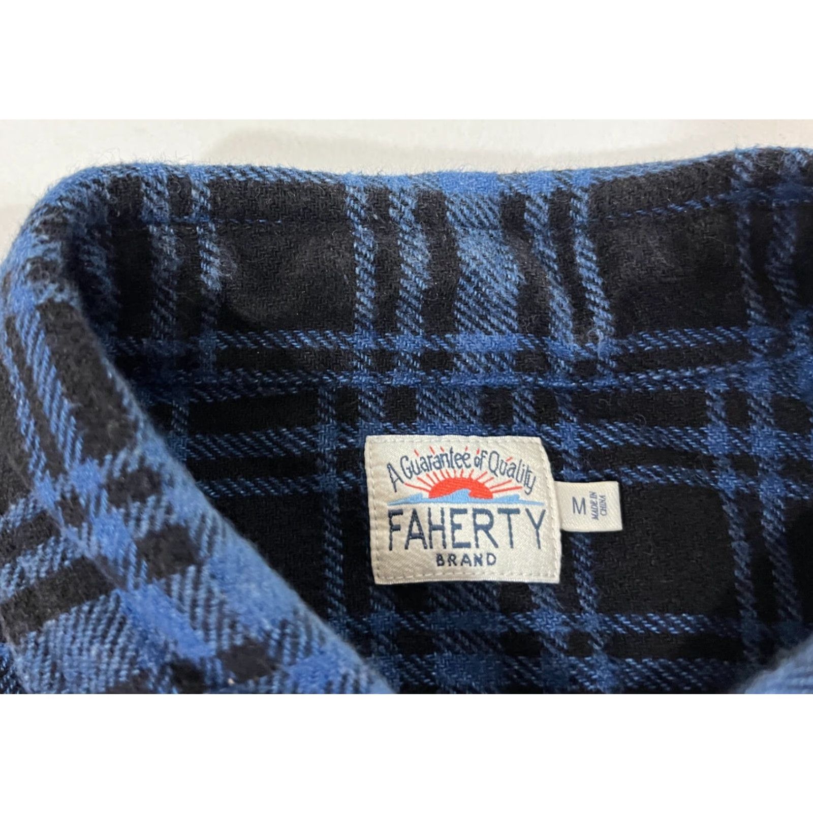 Faherty VINTAGE Faherty Indigo Workshirt Mens Button-Up Plaid Flannel Long Sleeve M Medium Cotton Indigo Night Plaid 90s Classic Pockets Men Size US M / EU 48-50 / 2 - 5 Thumbnail