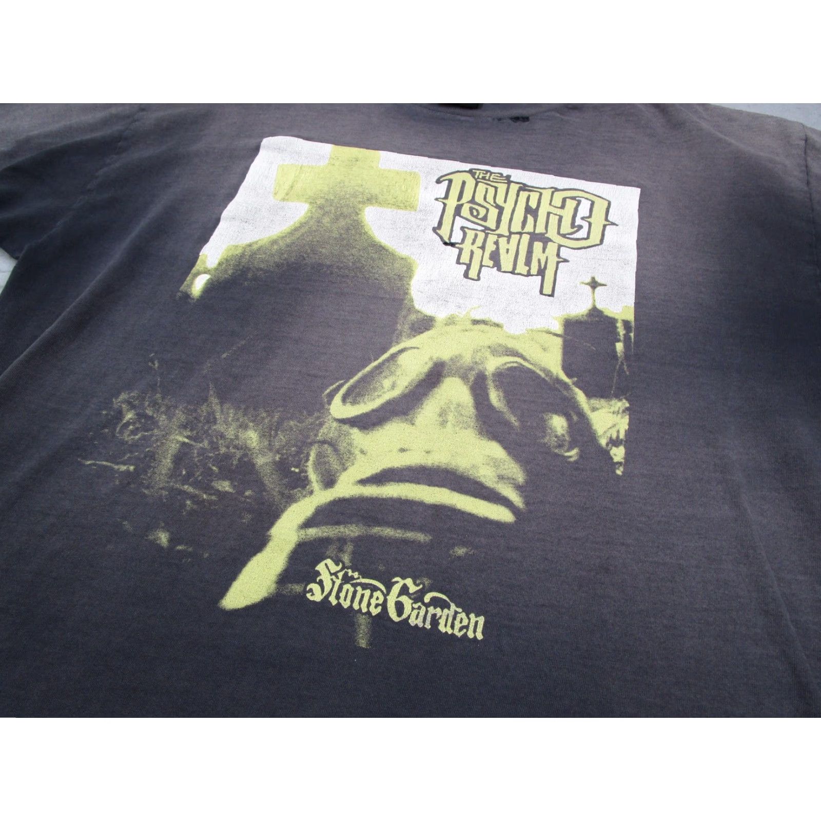 Vintage VINTAGE Psycho Realm Shirt Black Large Graphic Tee "Stone Garden" Music Mens Size US L / EU 52-54 / 3 - 5 Thumbnail