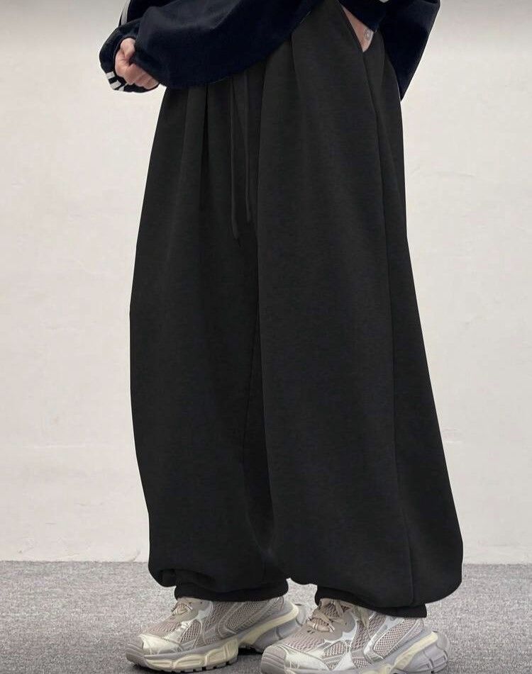 Wide-Leg Baggy Fleece Sweatpants Oversized Joggers
