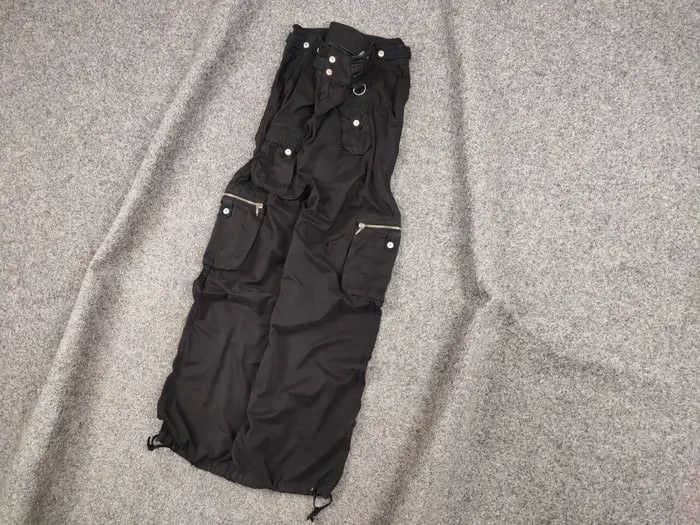Japanese Brand Rare Vintage Y2K Japanese Black cotton Cargo Baggy Pants Size US 32 / EU 48 - 3 Thumbnail