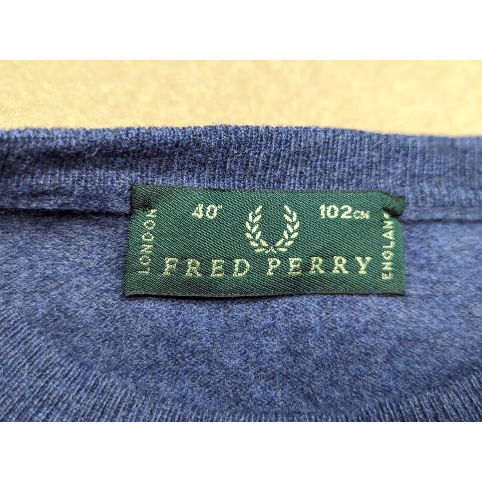 Fred Perry Fred Perry Mens Blue Sweater Wool Fleece Pullover Crewneck 40 / 102 cm Knit Jumper Casual Mens Size US L / EU 52-54 / 3 - 8 Thumbnail