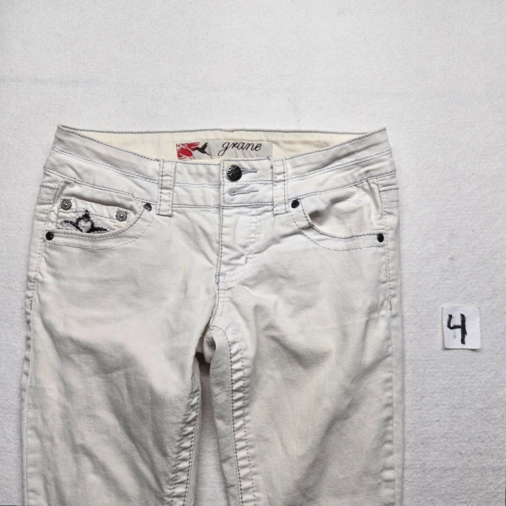 Denime Grane White Denim Jeans Straight Junior Size 1 Size 25" / US 0 / IT 36 - 2 Thumbnail