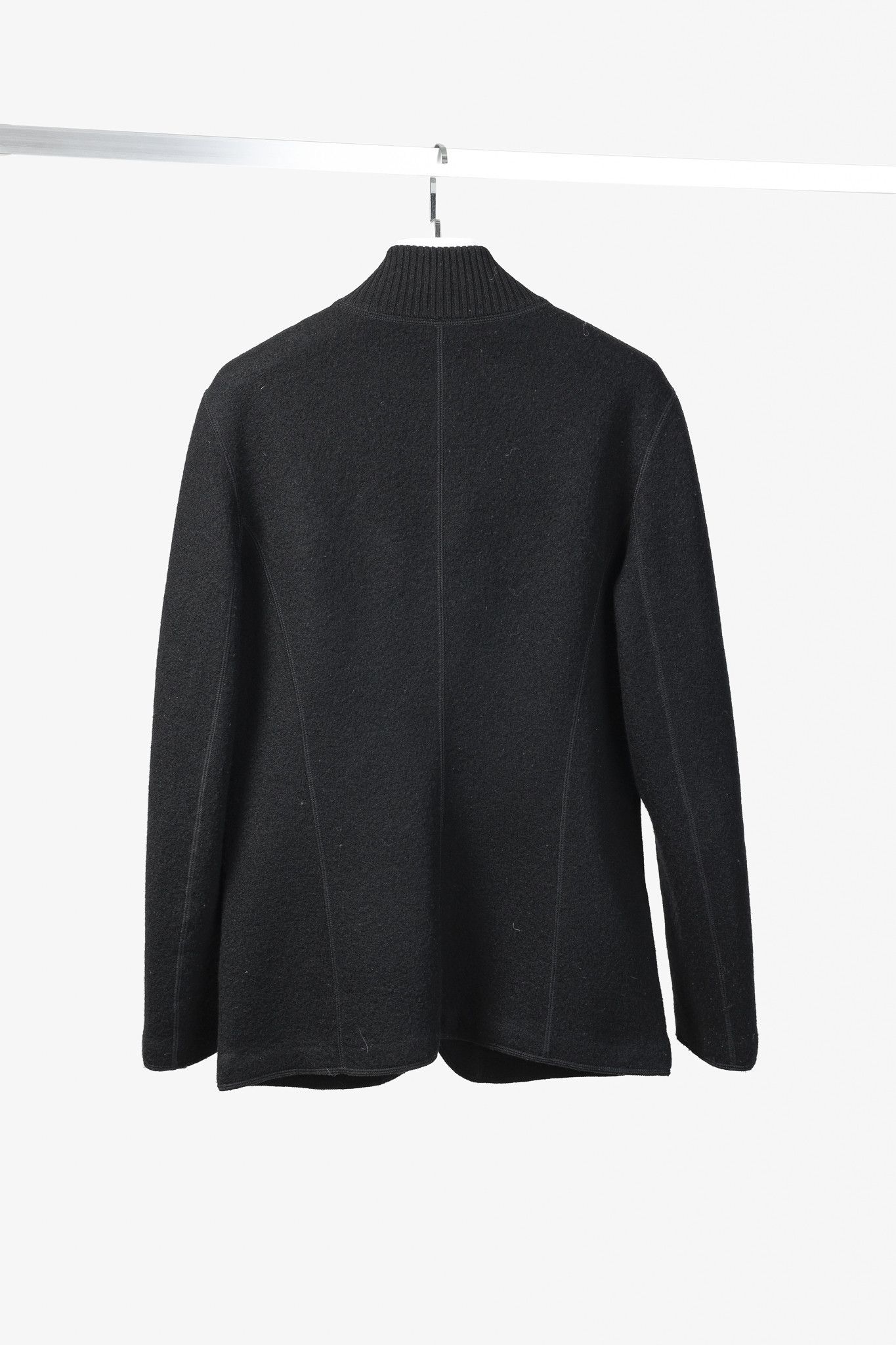 Armani Collezioni Armani Collezioni Boiled-Wool Buttoned Mock-Neck Jacket Size US M / EU 48-50 / 2 - 2 Thumbnail