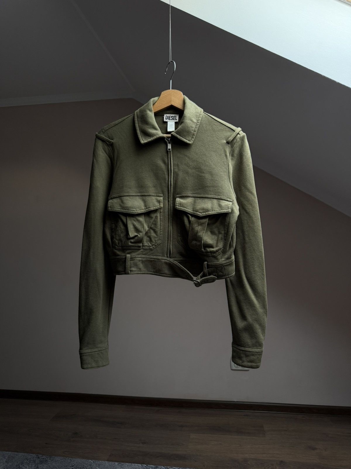 Diesel Archive 90/00s Diesel Cropped Military Green Jacket Y2K RARE Size S / US 4 / IT 40 - 1 Thumbnail