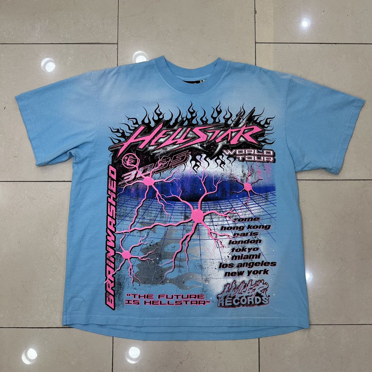 image of Hellstar Neuron Tour T-Shirt in Blue, Men's (Size 2XL)