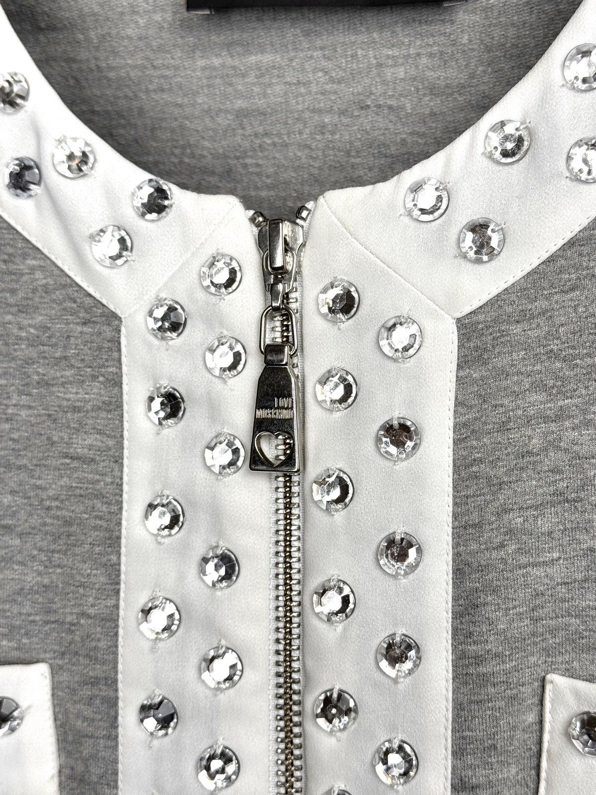 Love Moschino Love Moschino Grey Studded Cotton Cardigan Full zip jacket Size M / US 6-8 / IT 42-44 - 7 Thumbnail