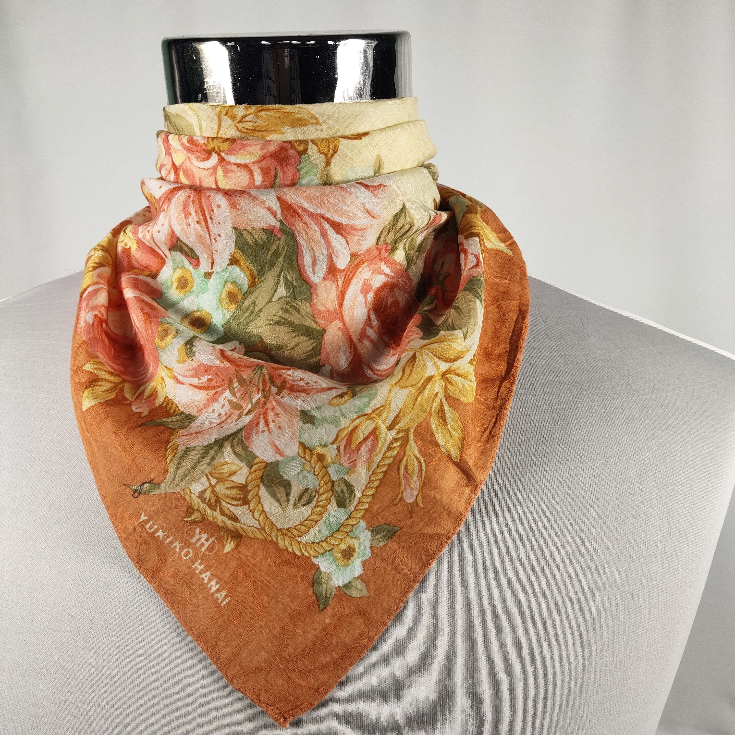 image of Vintage Yukiko Hanai Handkerchief / Neckerchief / Bandana Fz273 in Orange, Men's