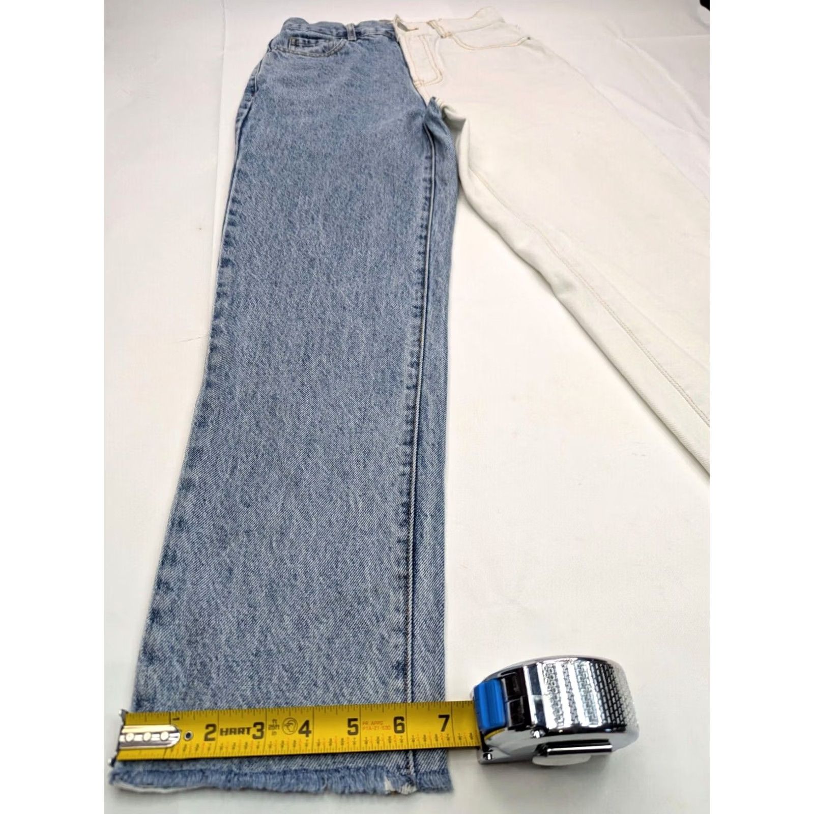 Pacsun PacSun Two Toned High Rise Straight Jeans Women 25 Inseam 27 Distressed Blue Regular 5-Pocket Cotton Denim Jeans Size 42" / US 20 - 4 Thumbnail