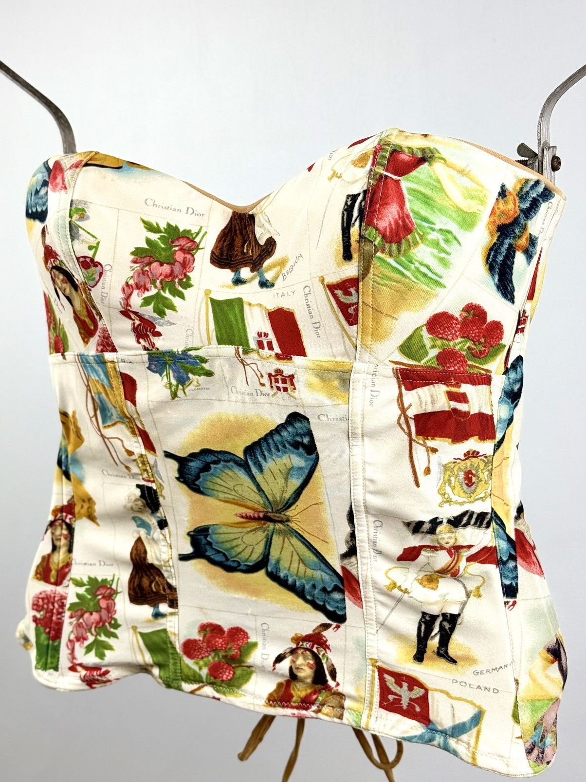 Dior Dior - John Galliano - SS/02 - Stamp Print - Bustier Corset Size XS / US 0-2 / IT 36-38 - 2 Thumbnail
