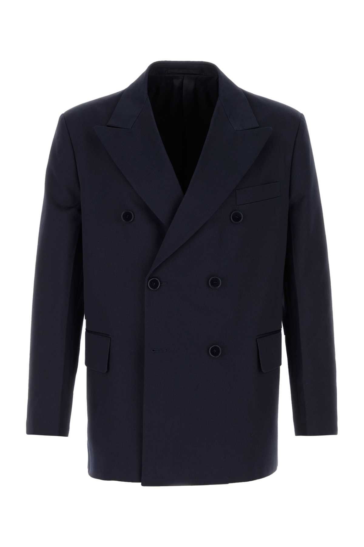 Prada Navy Blue Cotton Blazer Size US L / EU 52-54 / 3 - 1 Thumbnail
