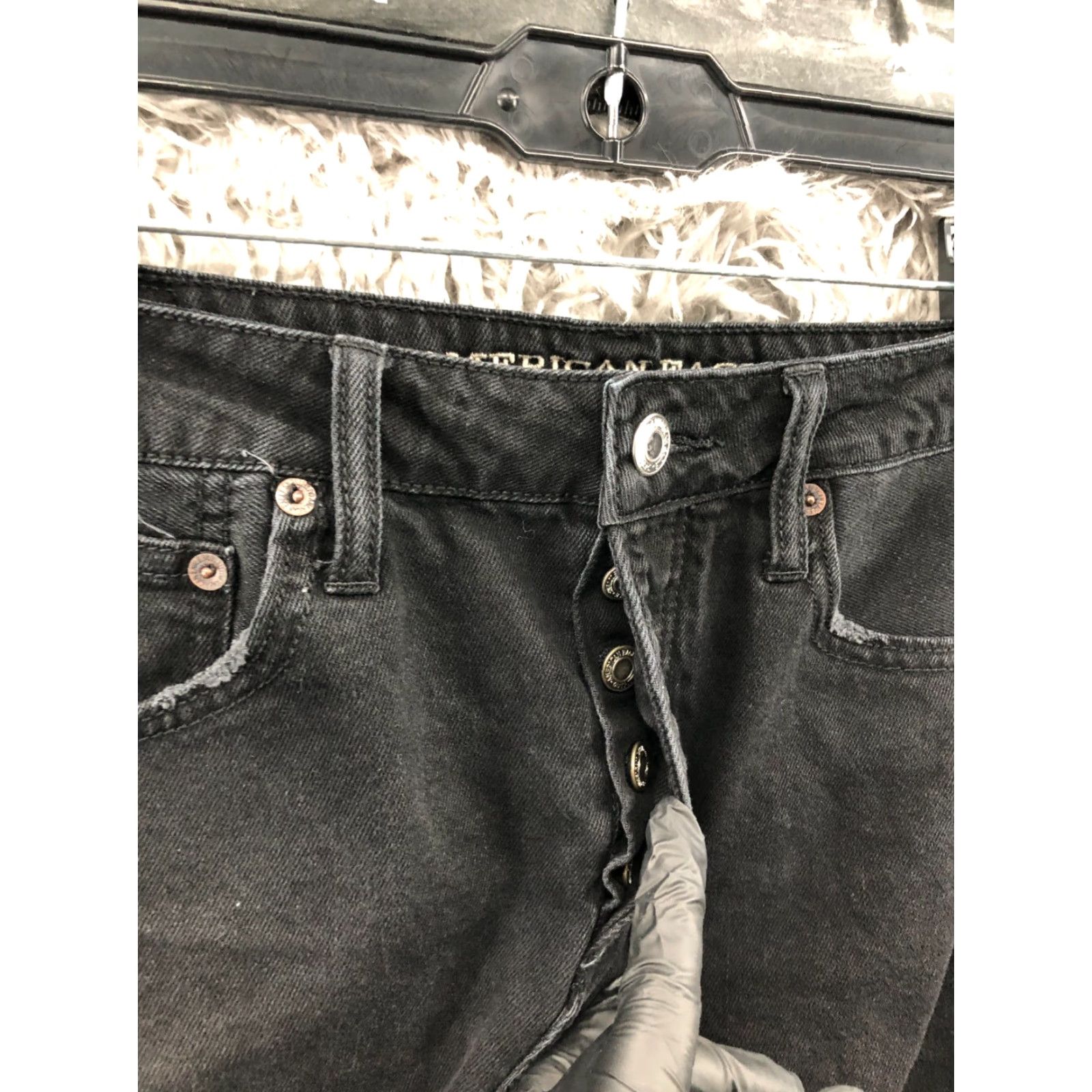 American Eagle Outfitters American Eagle Outfitters A-Line Skirt Short Black Denim Cotton Blend Button Closure 8 Adult Womens Size 30" / US 8 / IT 44 - 5 Thumbnail