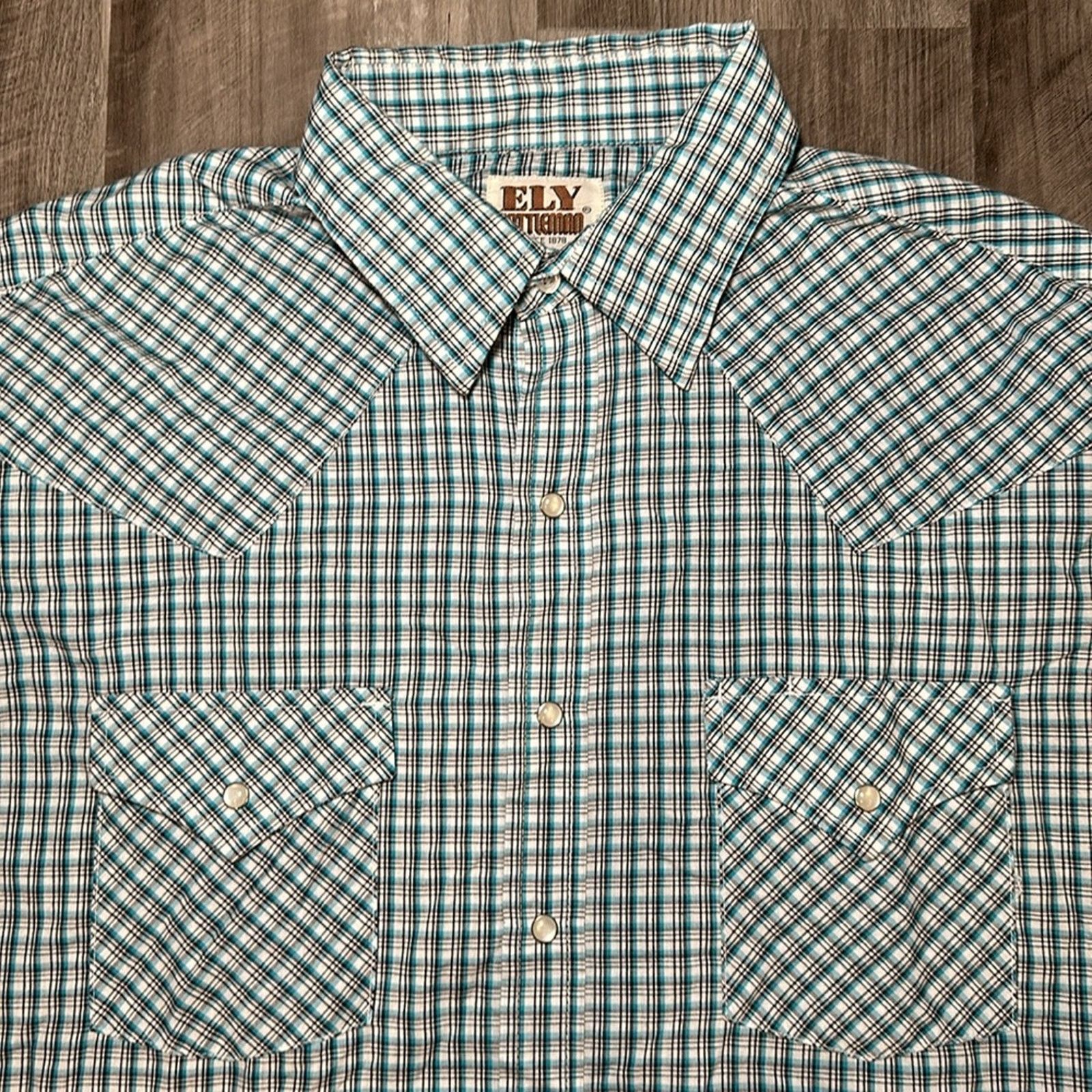 Other ELY Cattleman Western Long Sleeve Pearl Snap Button - Large Size US L / EU 52-54 / 3 - 5 Thumbnail