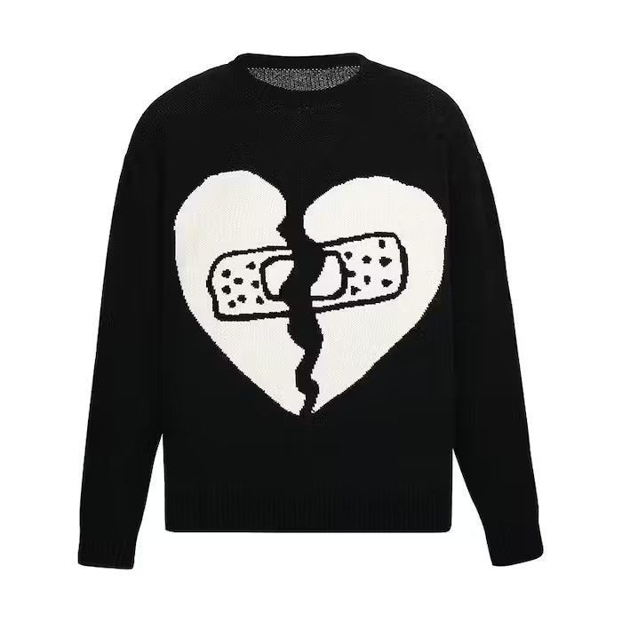 Broken Hearth Graphic Black Knit Sweater