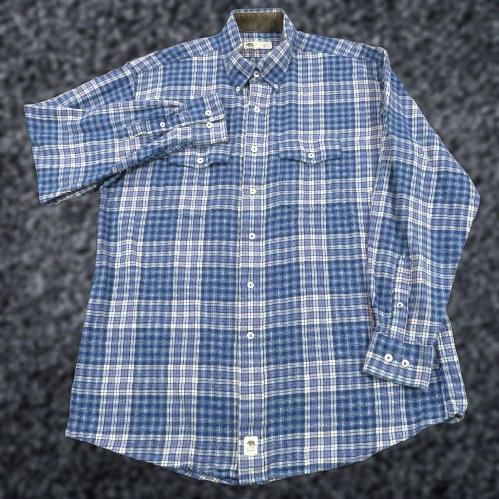 Vintage Onward Reserve Shirt Men Large Blue White Check Plaid Cotton Flannel Long Sleeve Button-Up Size US L / EU 52-54 / 3 - 1 Thumbnail