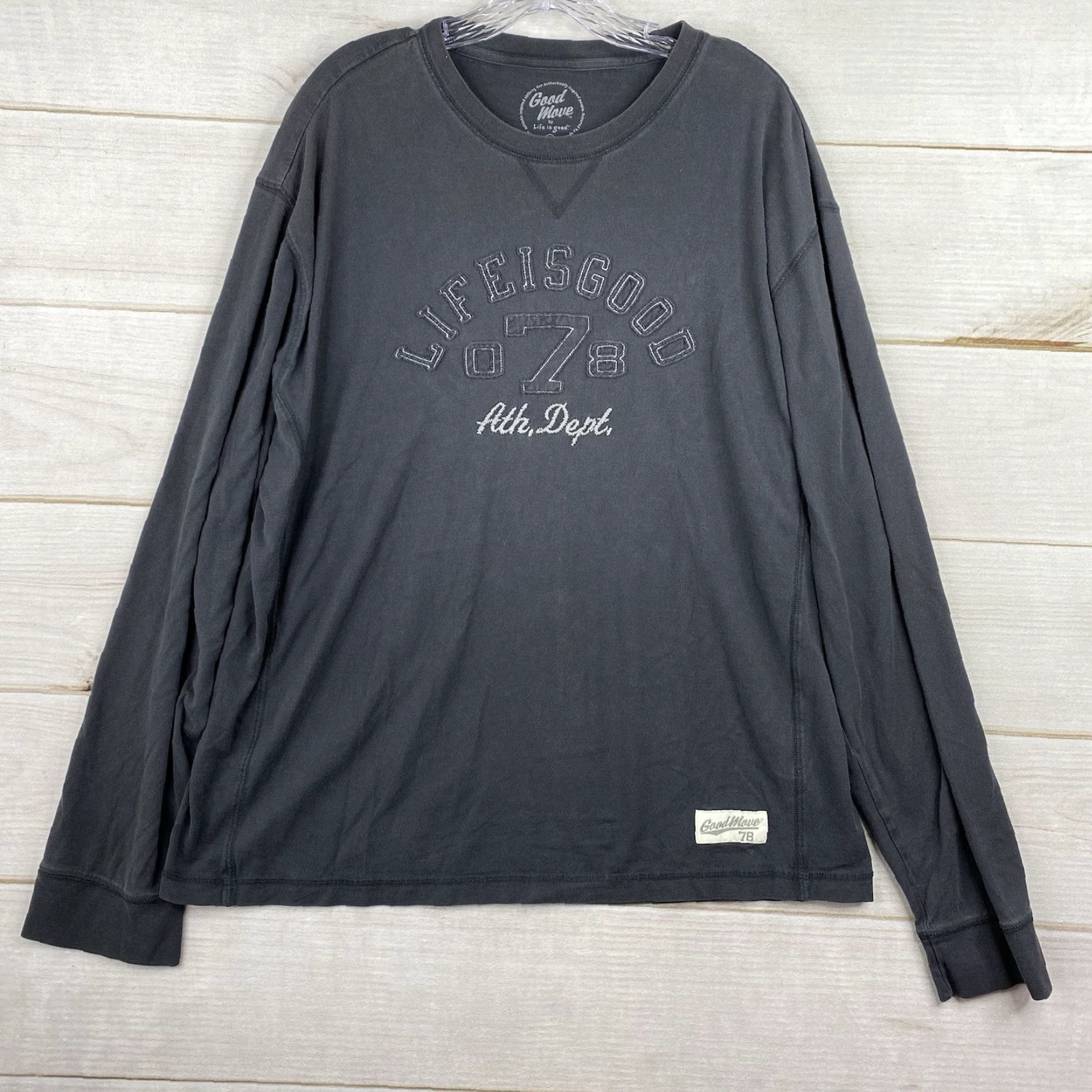 Life is Good Life is Good Move T Shirt Mens XL Gray Long Sleeve 90s Outdoor Sports Running Comfort Logo Knit Cotton Polyester Crew Neck Size US XL / EU 56 / 4 - 2 Thumbnail
