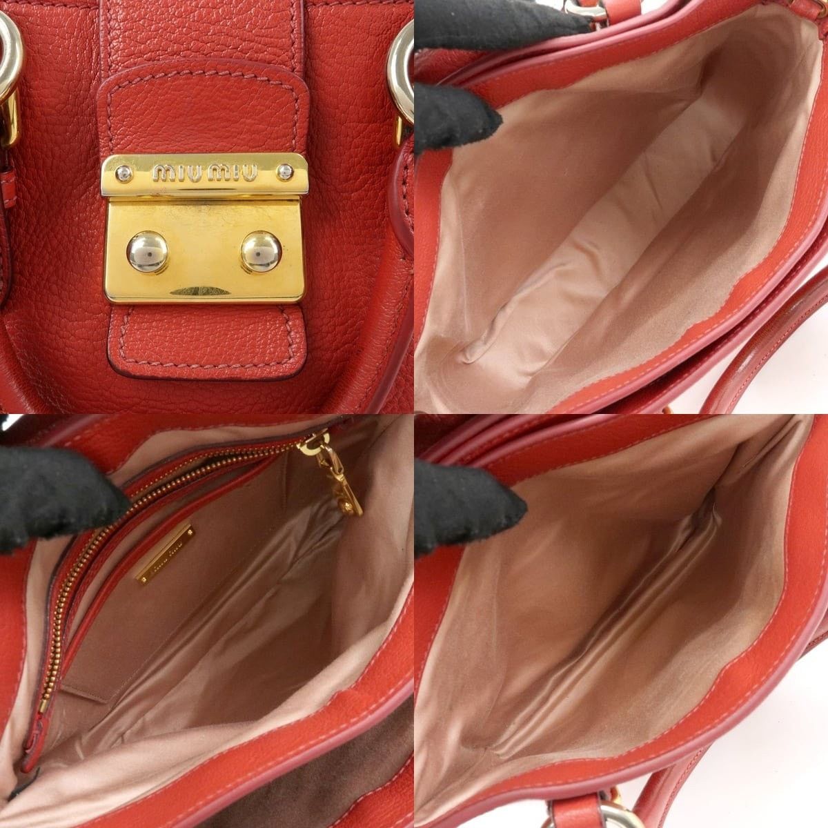 Miu Miu Miu Miu Madras Leather Satchel Red Size ONE SIZE - 7 Thumbnail