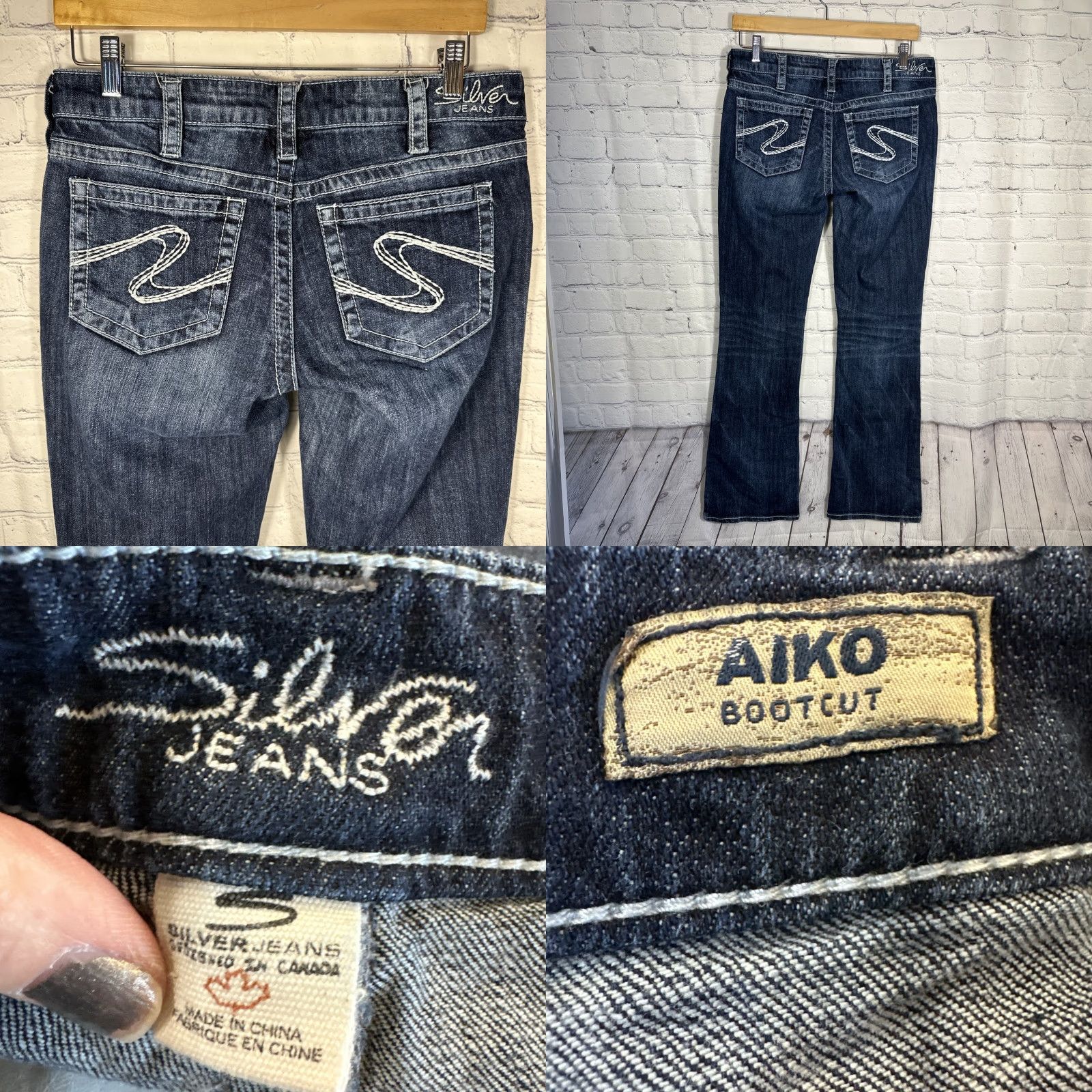 Silver Jeans Co. Silver Jeans Aiko Bootcut Jeans Women's Size 31x33 Stretch Dark Low Rise Thick Size 24" / US 00 / IT 34 - 8 Thumbnail