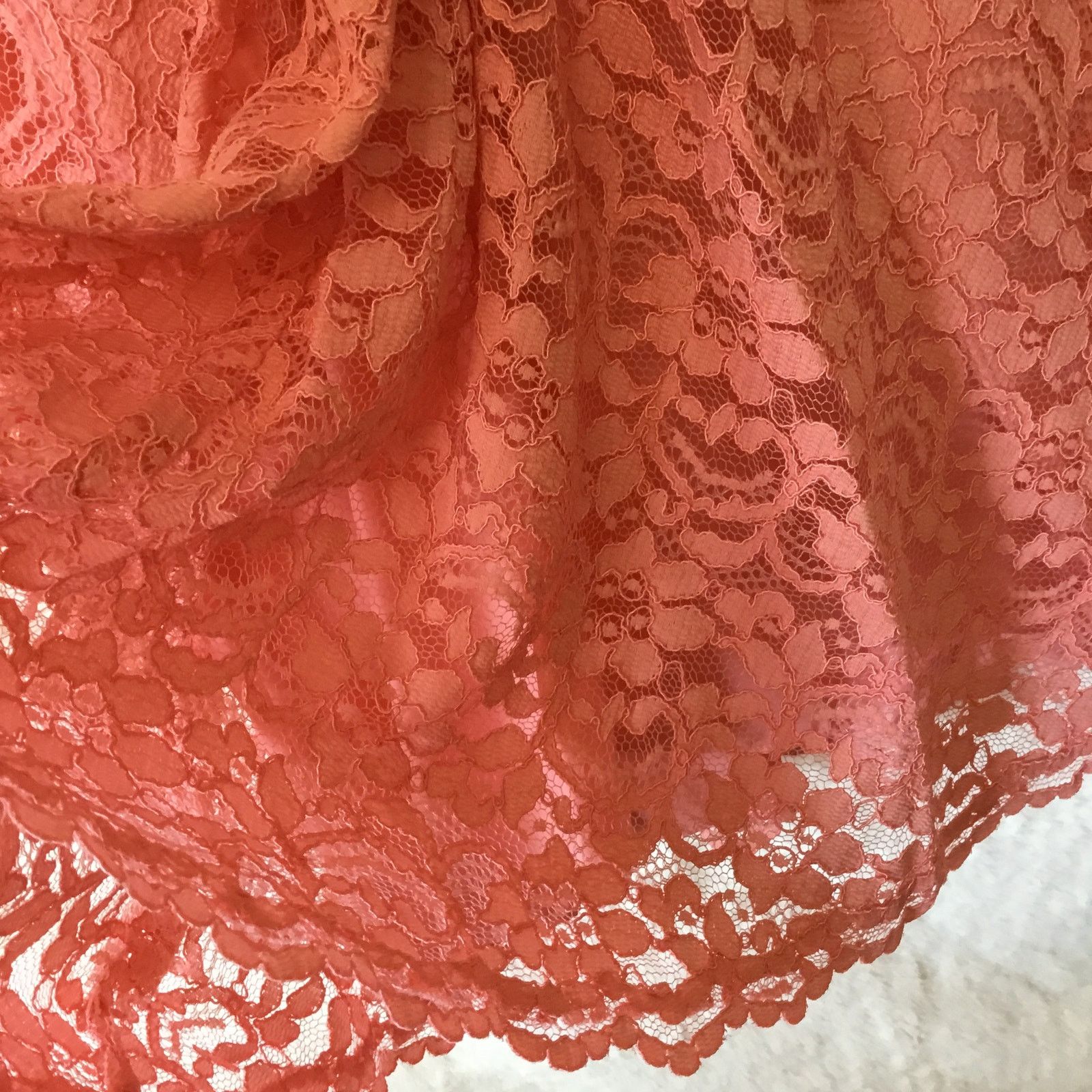 Other David's Bridal Strapless Coral Pink Lace Dress Size XS / US 0-2 / IT 36-38 - 10 Thumbnail