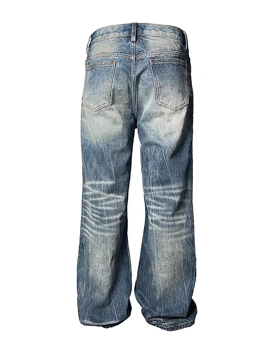 Japanese Brand × Jean Vintage washed distressed lightning pleat micro-flare jeans Size US 34 / EU 50 - 5 Thumbnail