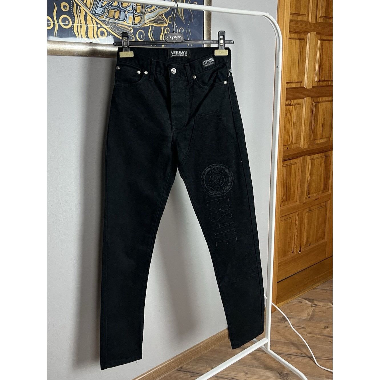 Versace Jeans Couture MINT! Versace Big Logo Vtg Women`s Moms Black Oversized Jean Size 26" / US 2 / IT 38 - 1 Thumbnail