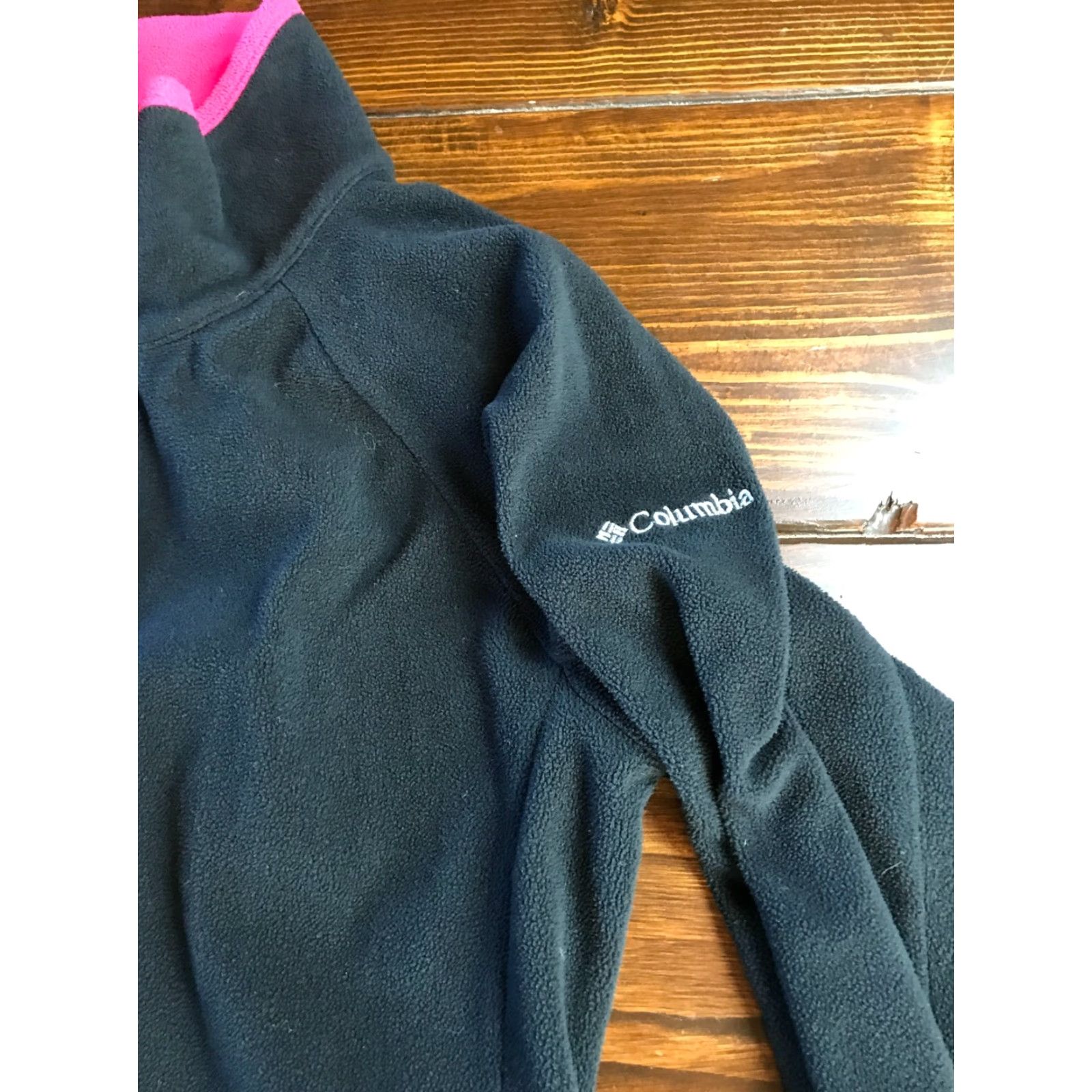 Vintage Columbia Jacket Women's Medium Black Pink Quarter Zip Fleece Size M / US 6-8 / IT 42-44 - 3 Thumbnail