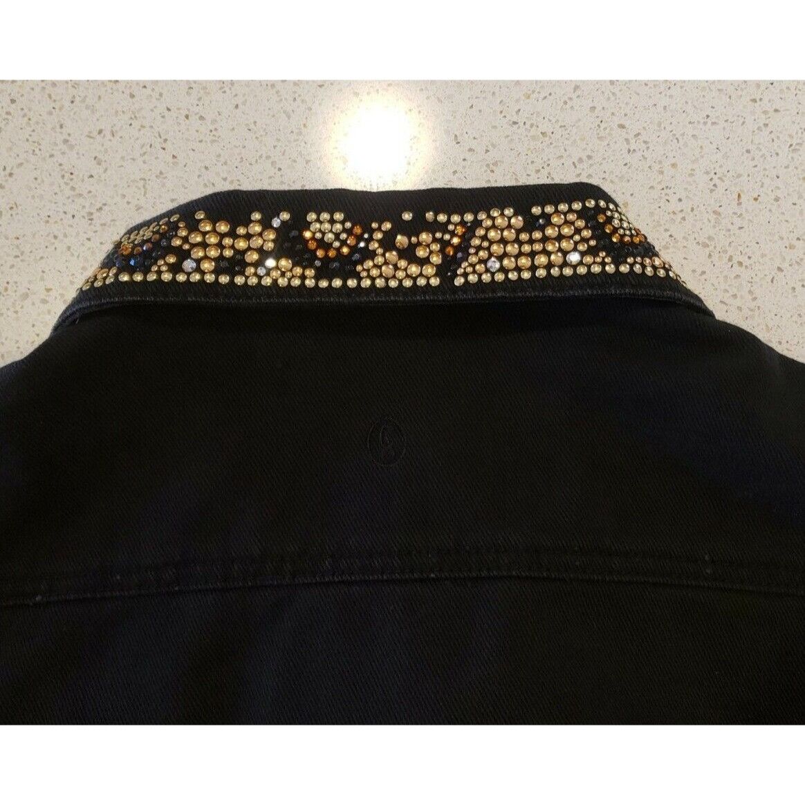 Vintage Christine Alexander Studded Jean Jacket Womens L Black Swaro Size L / US 10 / IT 46 - 9 Thumbnail