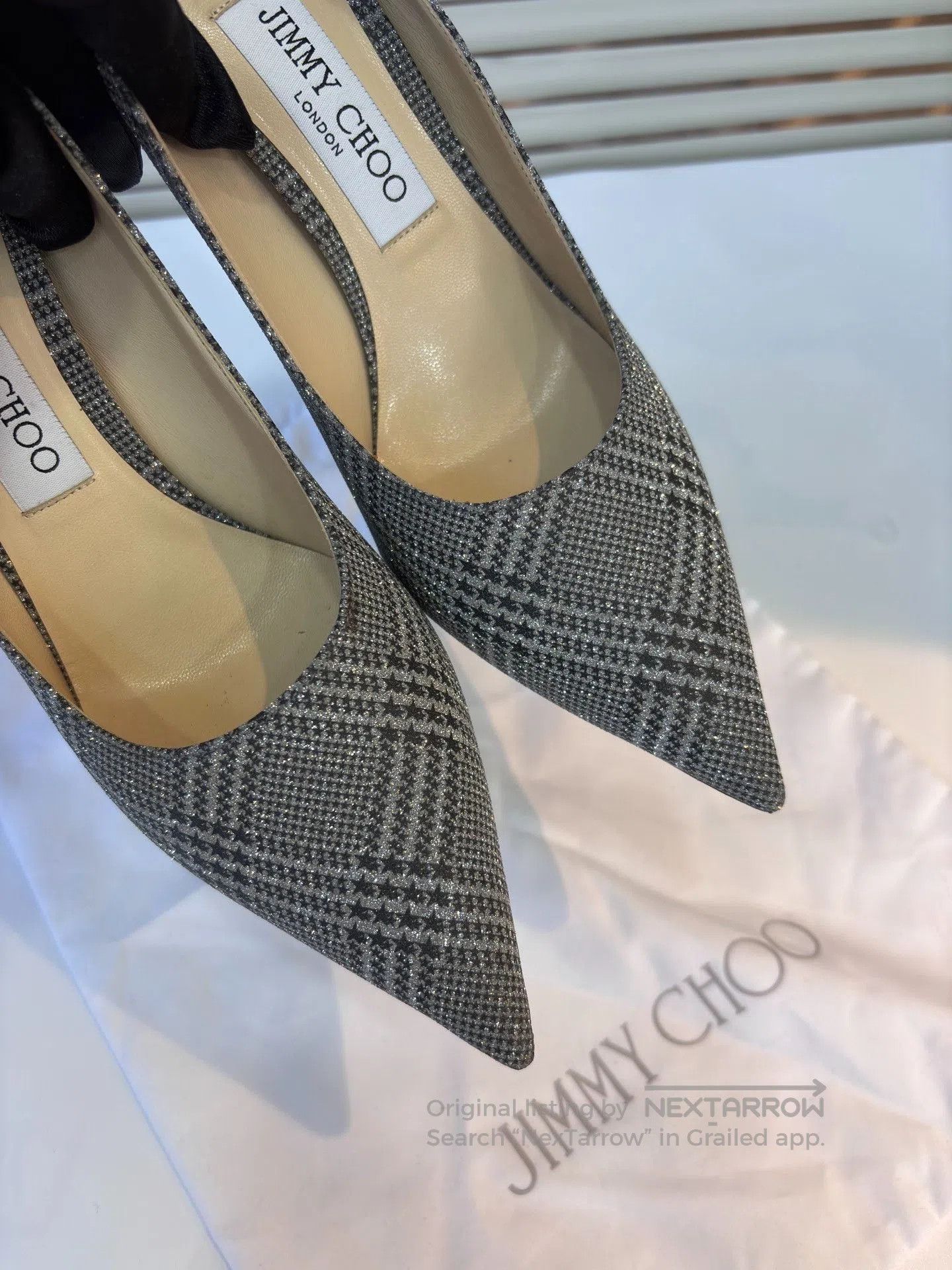 Jimmy Choo Jimmy Choo Silver Sequin Check Heels. Size US 6.5 / IT 36.5 - 5 Thumbnail
