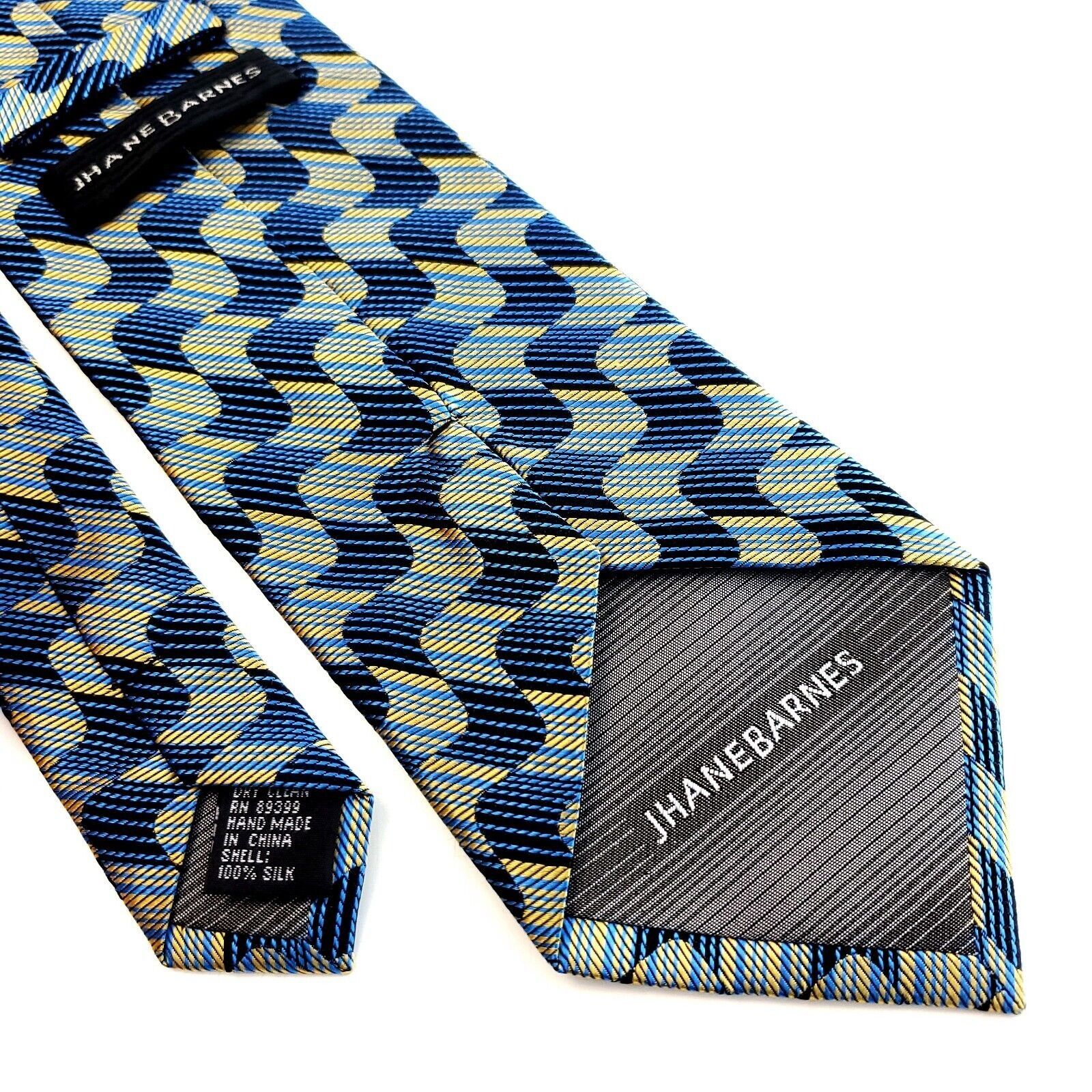 Jhane Barnes Jhane Barnes Woven Blue Yellow Woven Abstract Geometric Silk Size ONE SIZE - 7 Thumbnail