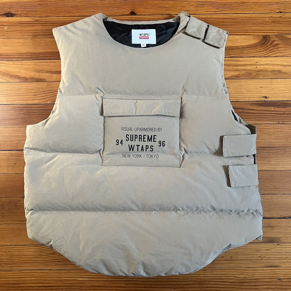 image of Supreme x Wtaps Tactical Down Vest in Tan, Men's (Size Medium)
